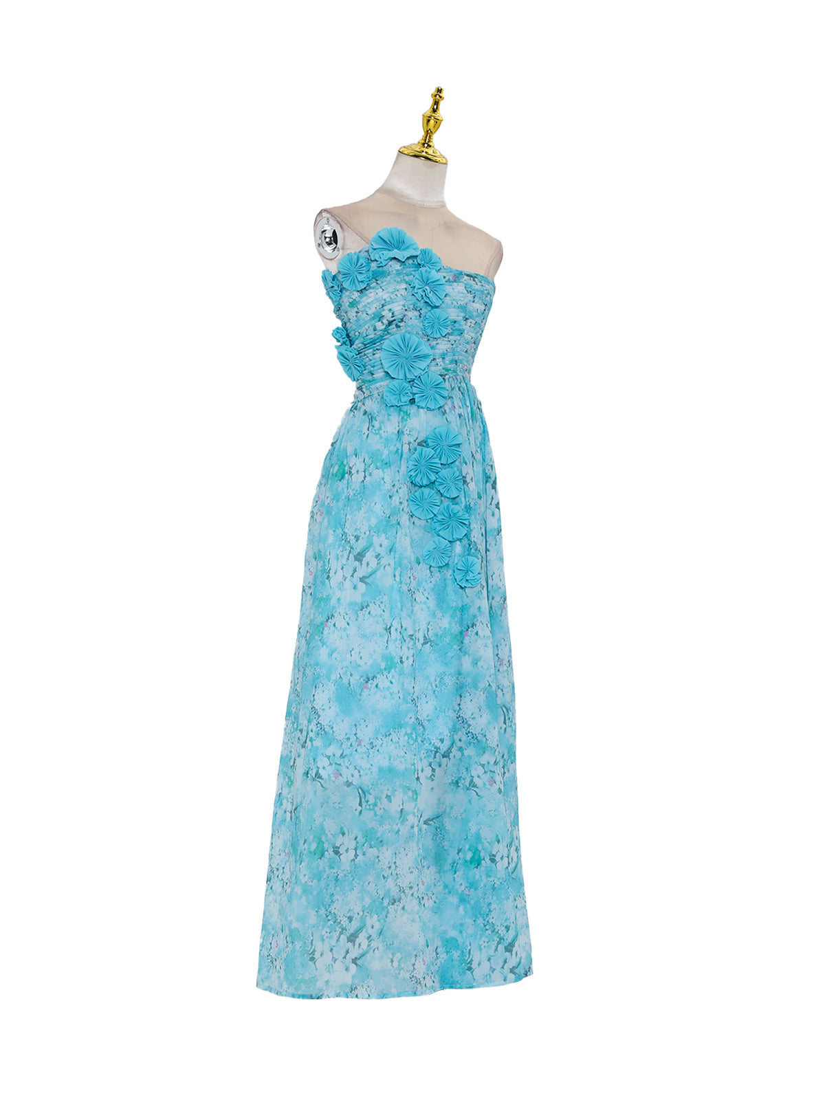 Rexion Strapless Flower Maxi Dress