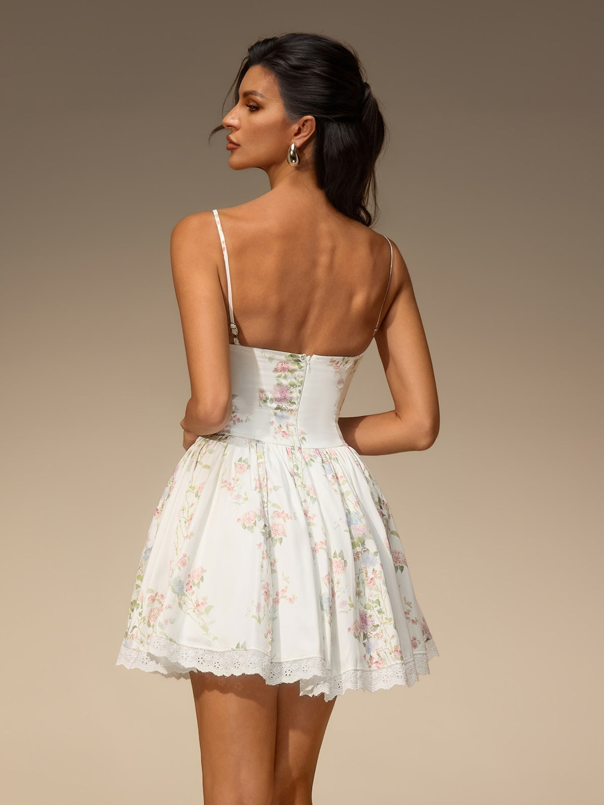Rovela Spaghetti Corset Floral Mini Dress