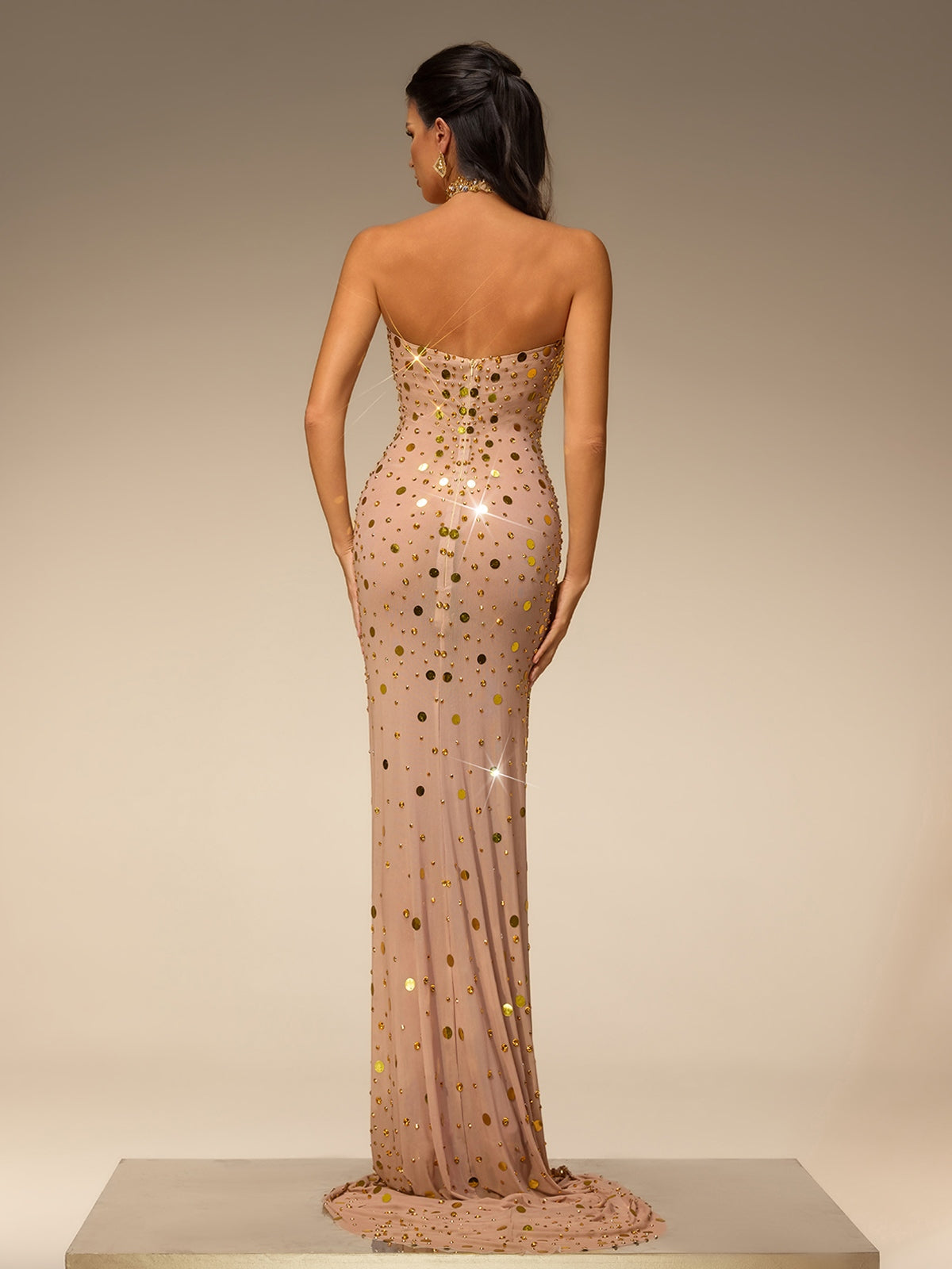 Rylevo Halterneck Diamond Maxi Dress