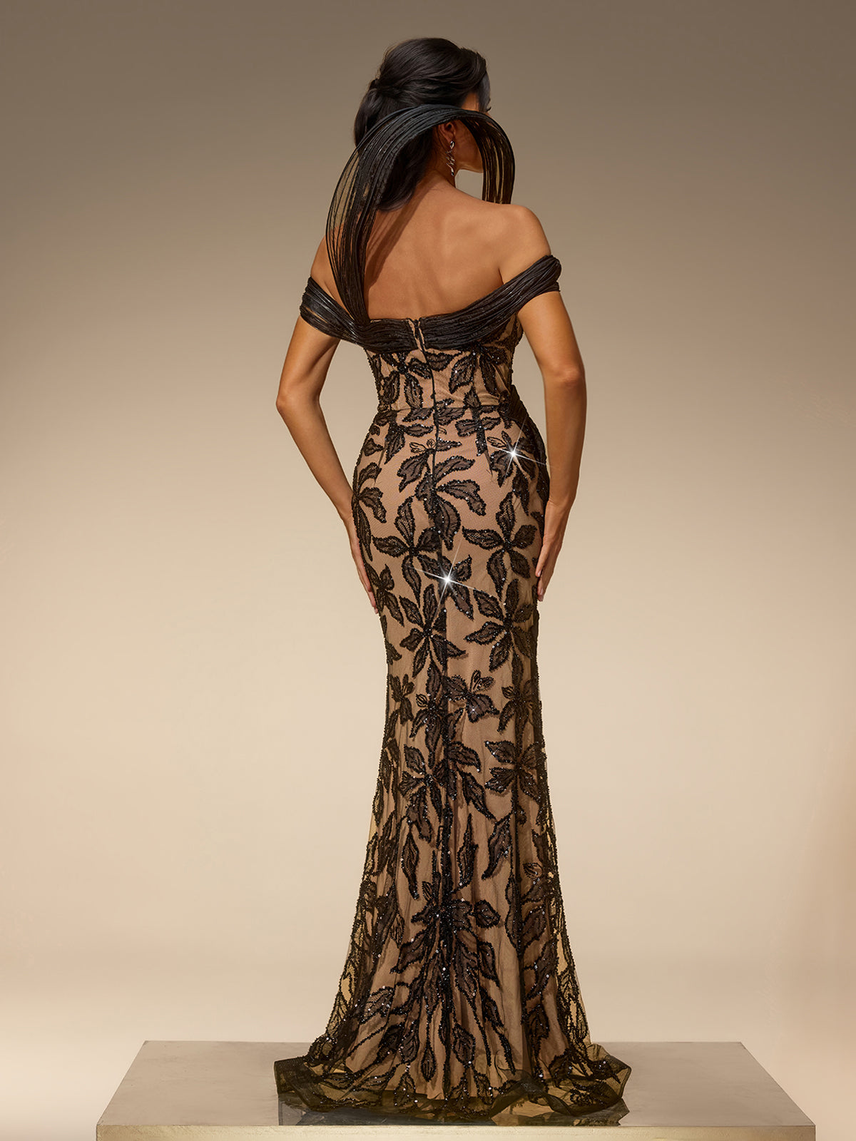 Silsea Off Shoulder Floral Sequin Maxi Dress