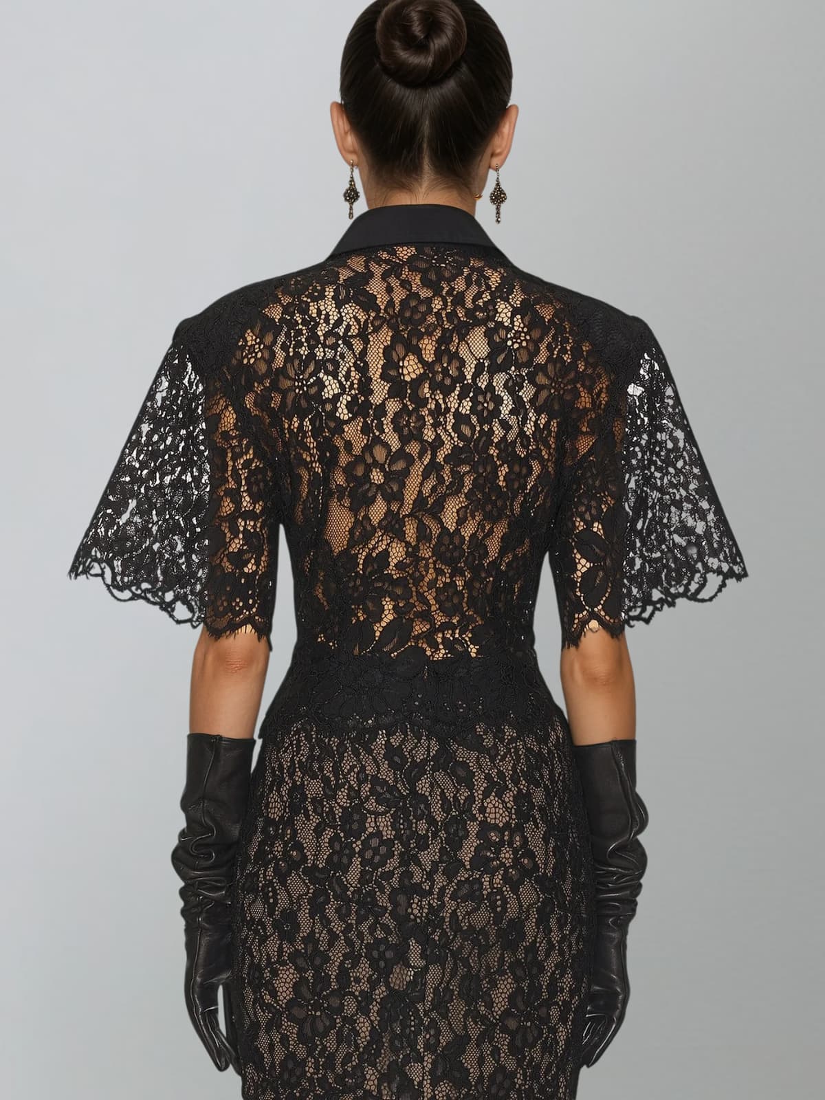 Sovqen Short Sleeve Lace Skirt Set