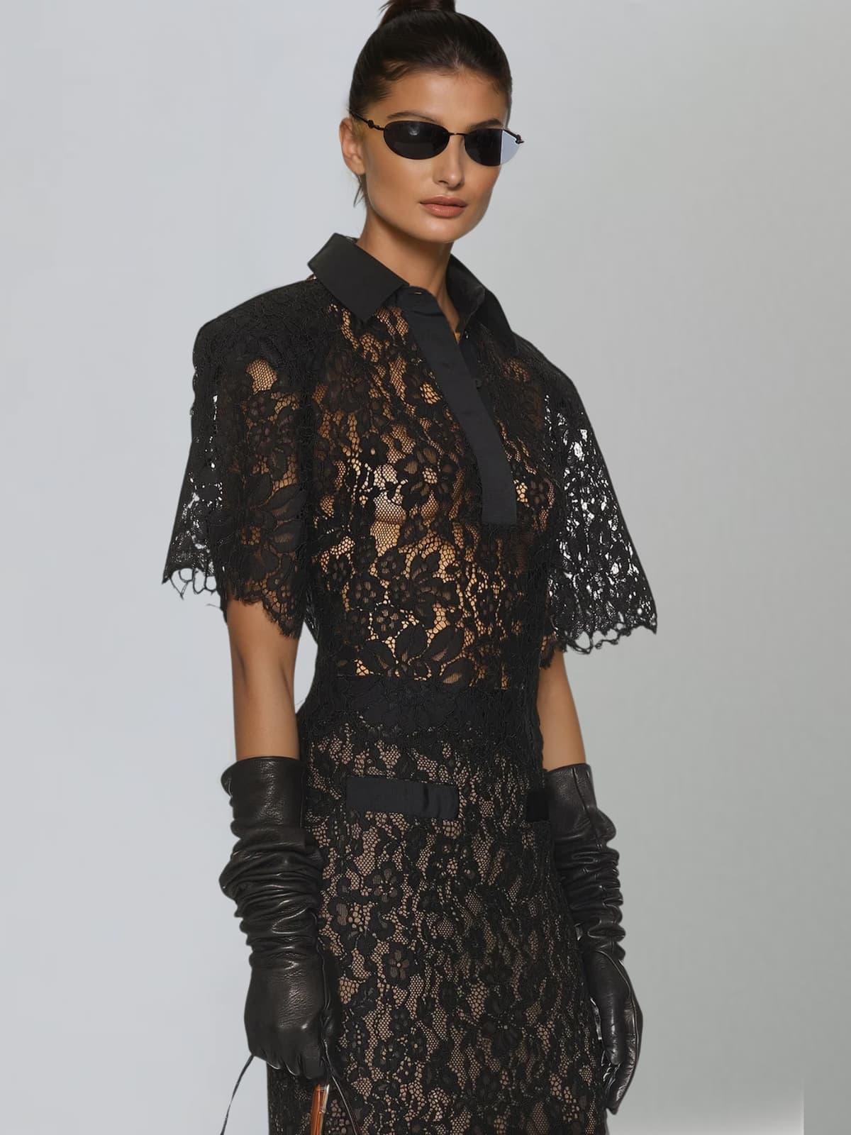 Sovqen Short Sleeve Lace Skirt Set