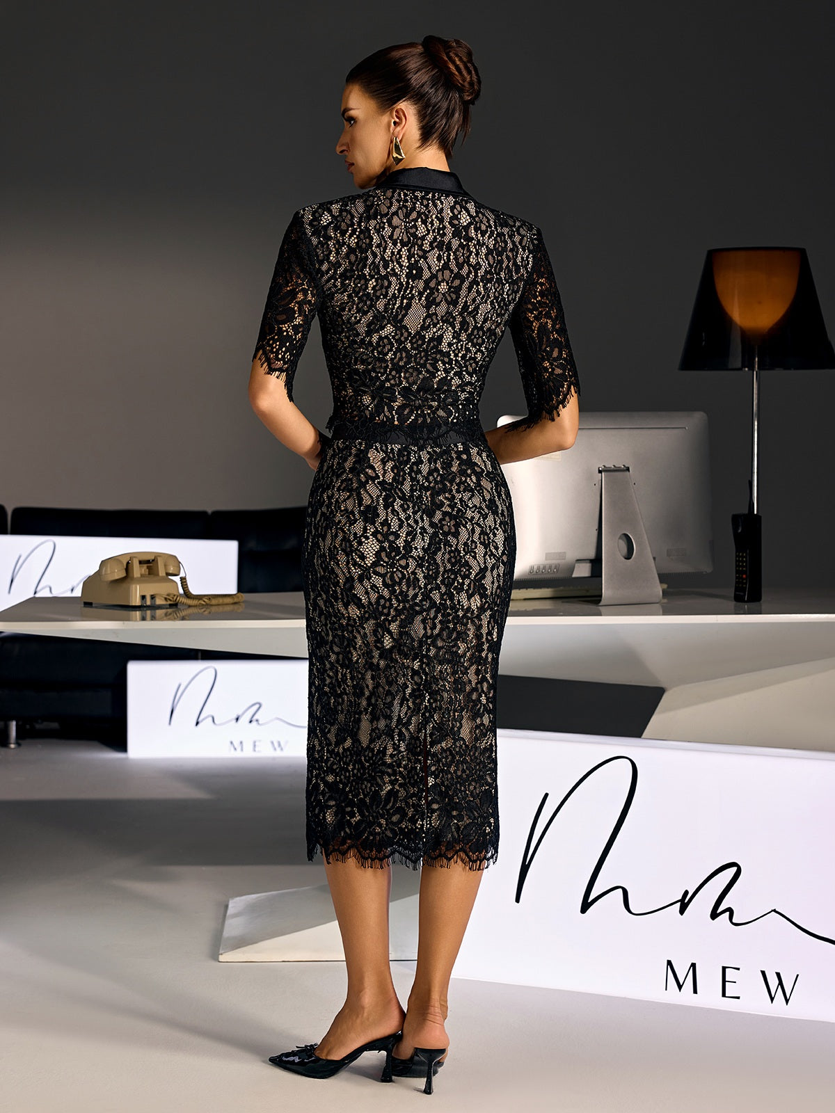 Sovqen Short Sleeve Lace Skirt Set
