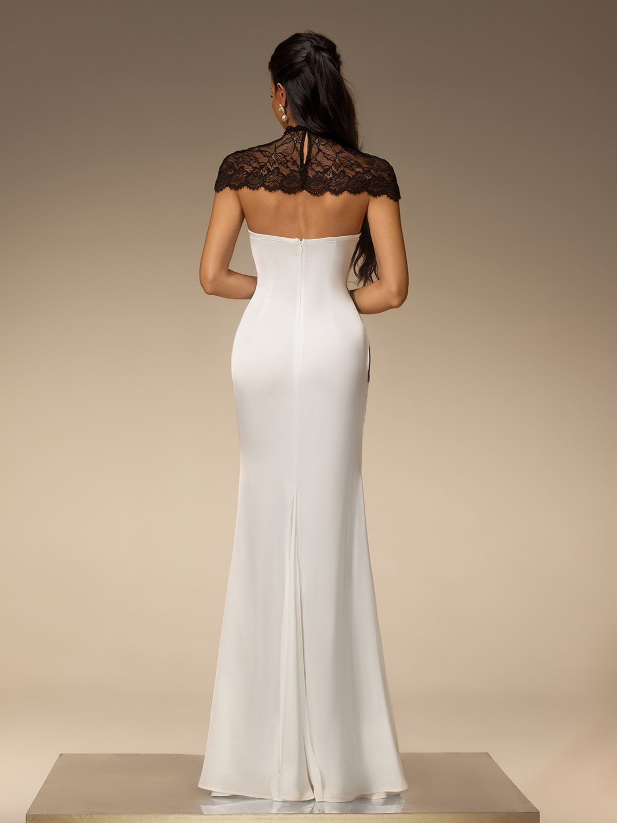Suvactix Cape Lace Bodycon Maxi Dress
