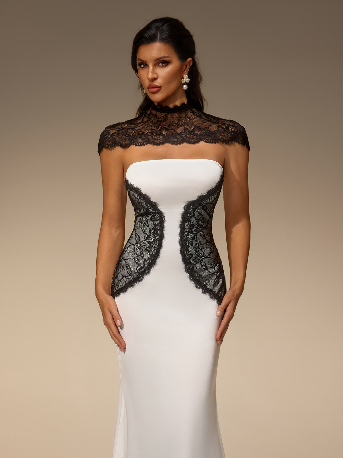 Suvactix Cape Lace Bodycon Maxi Dress
