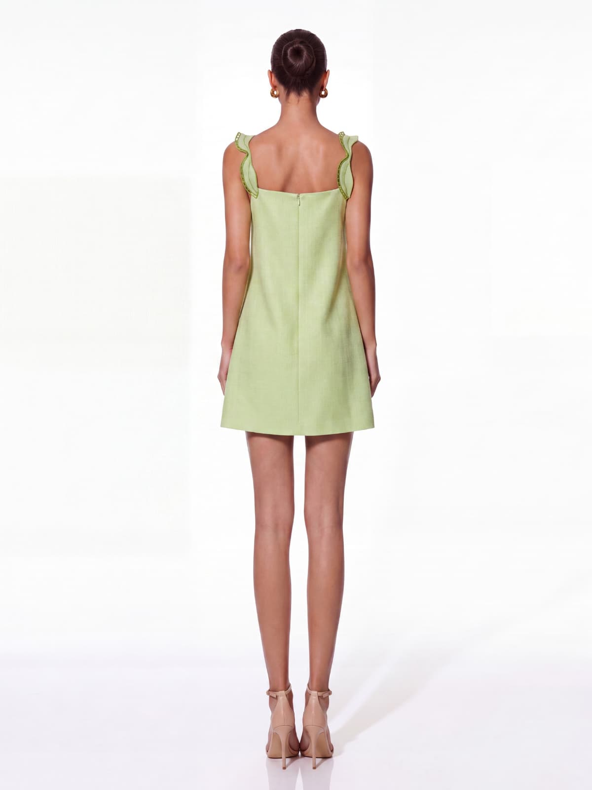 Thornric Sleeveless Embroidered Mini Dress In Green