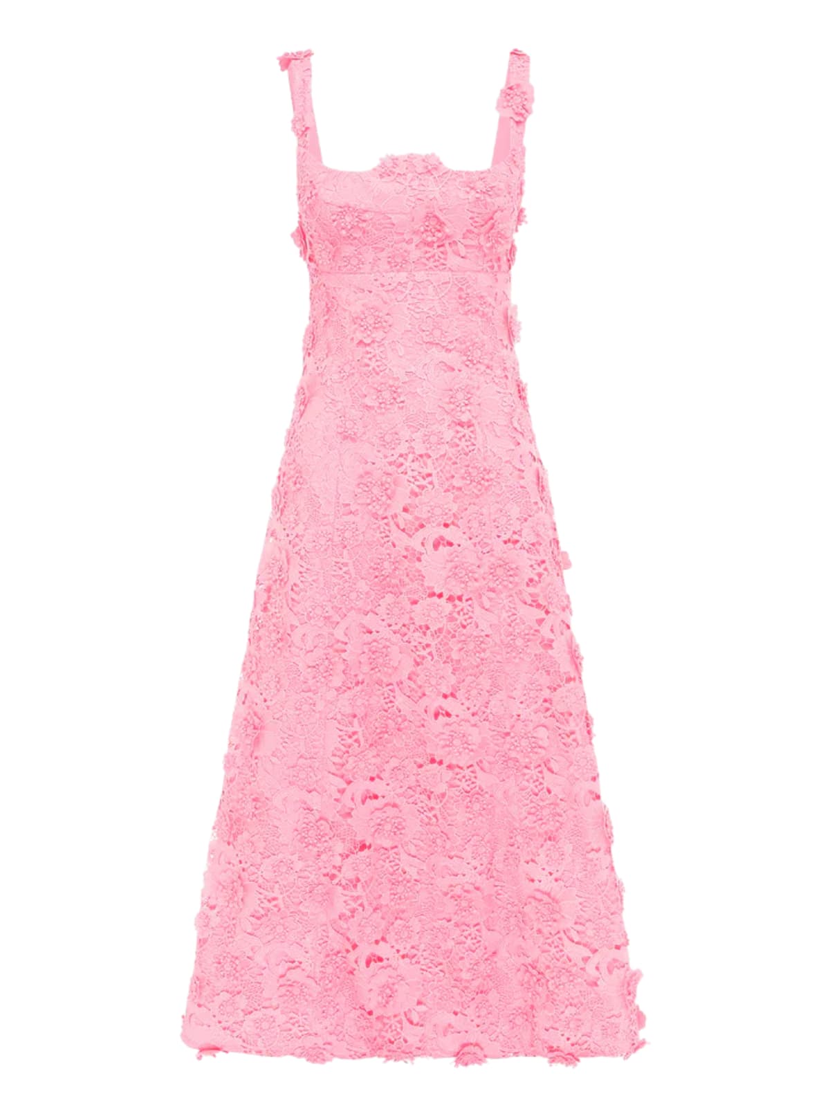 Triven Square Collar Flower Midi Dress