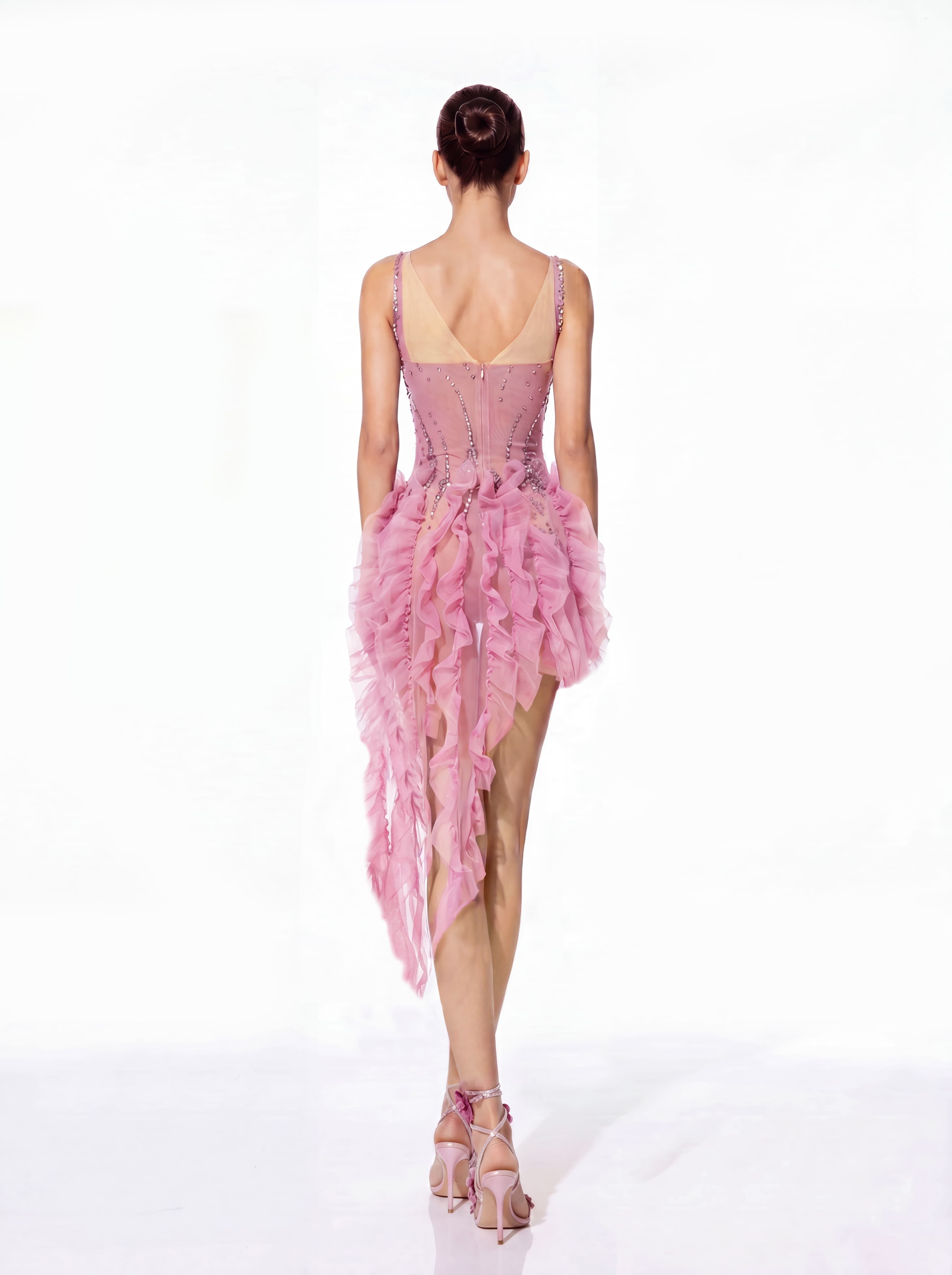 Ulrican Diamond Ruffle Mini Dress