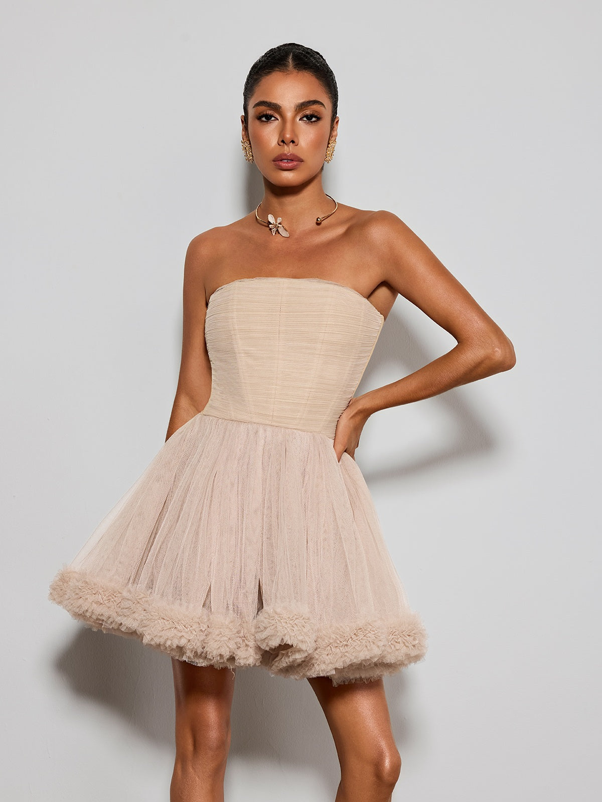 Ulvander Strapless Tulle Mini Dress