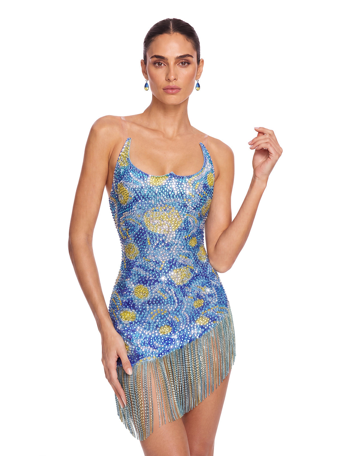 Ulven Rhinestone Fringe Mini Dress