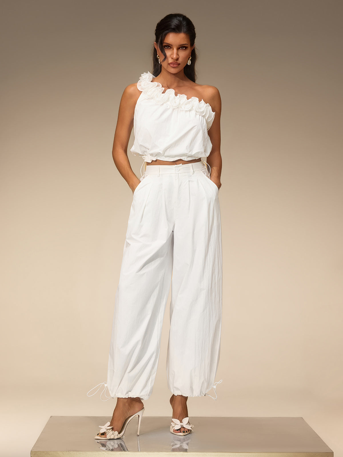 Valzora One Shoulder Pants Set