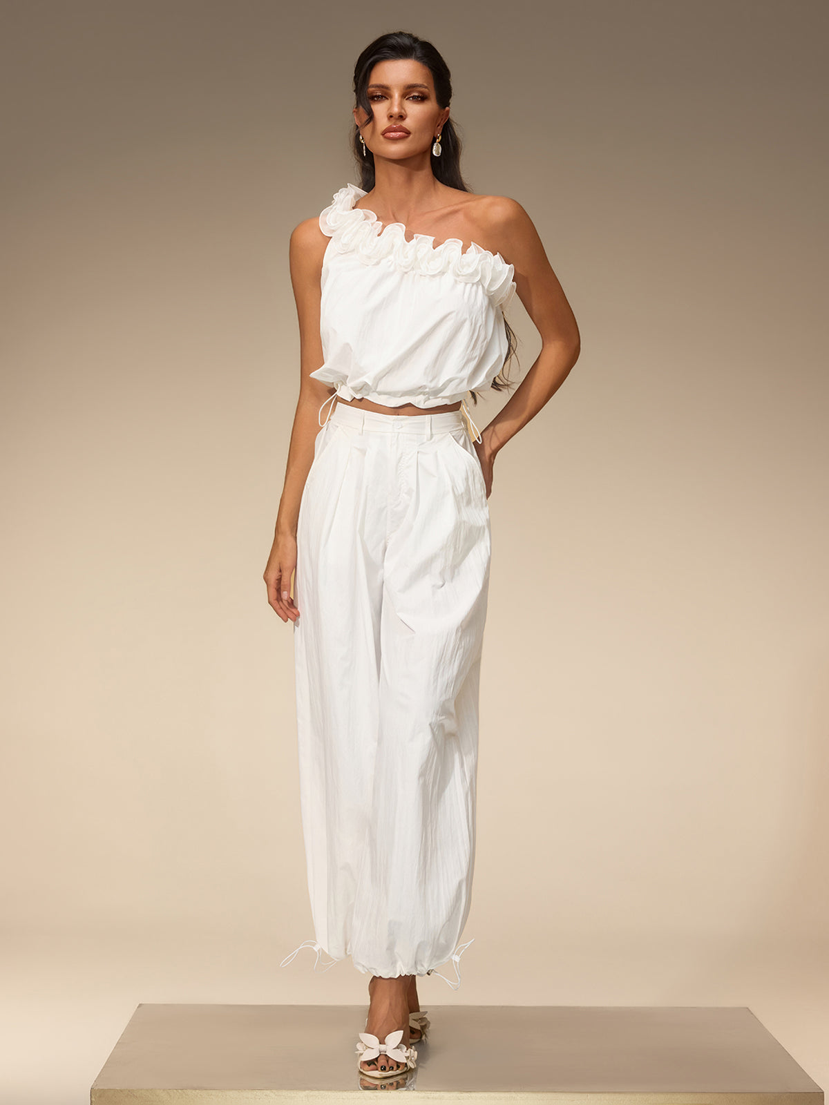 Valzora One Shoulder Pants Set