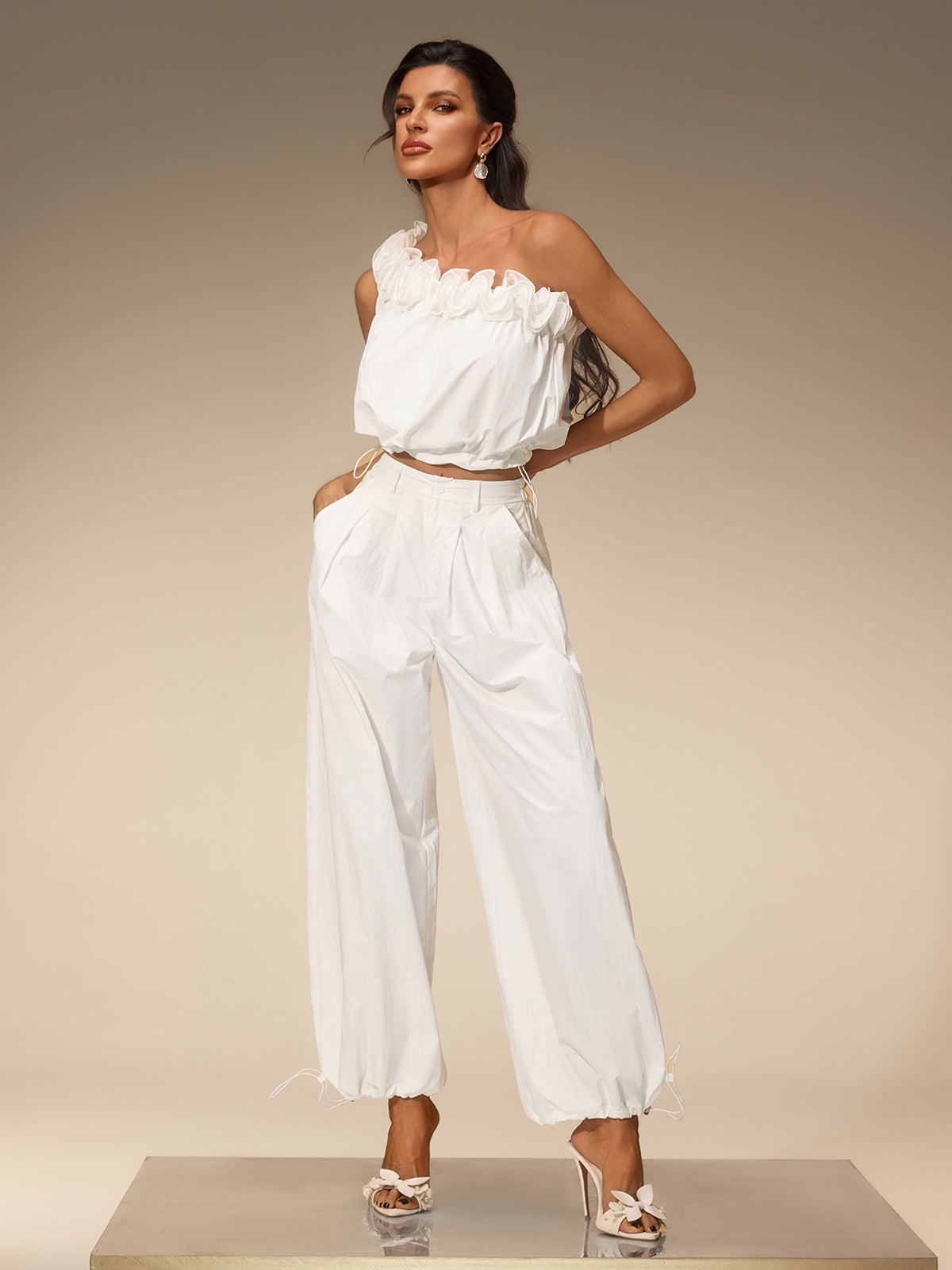 Valzora One Shoulder Pants Set