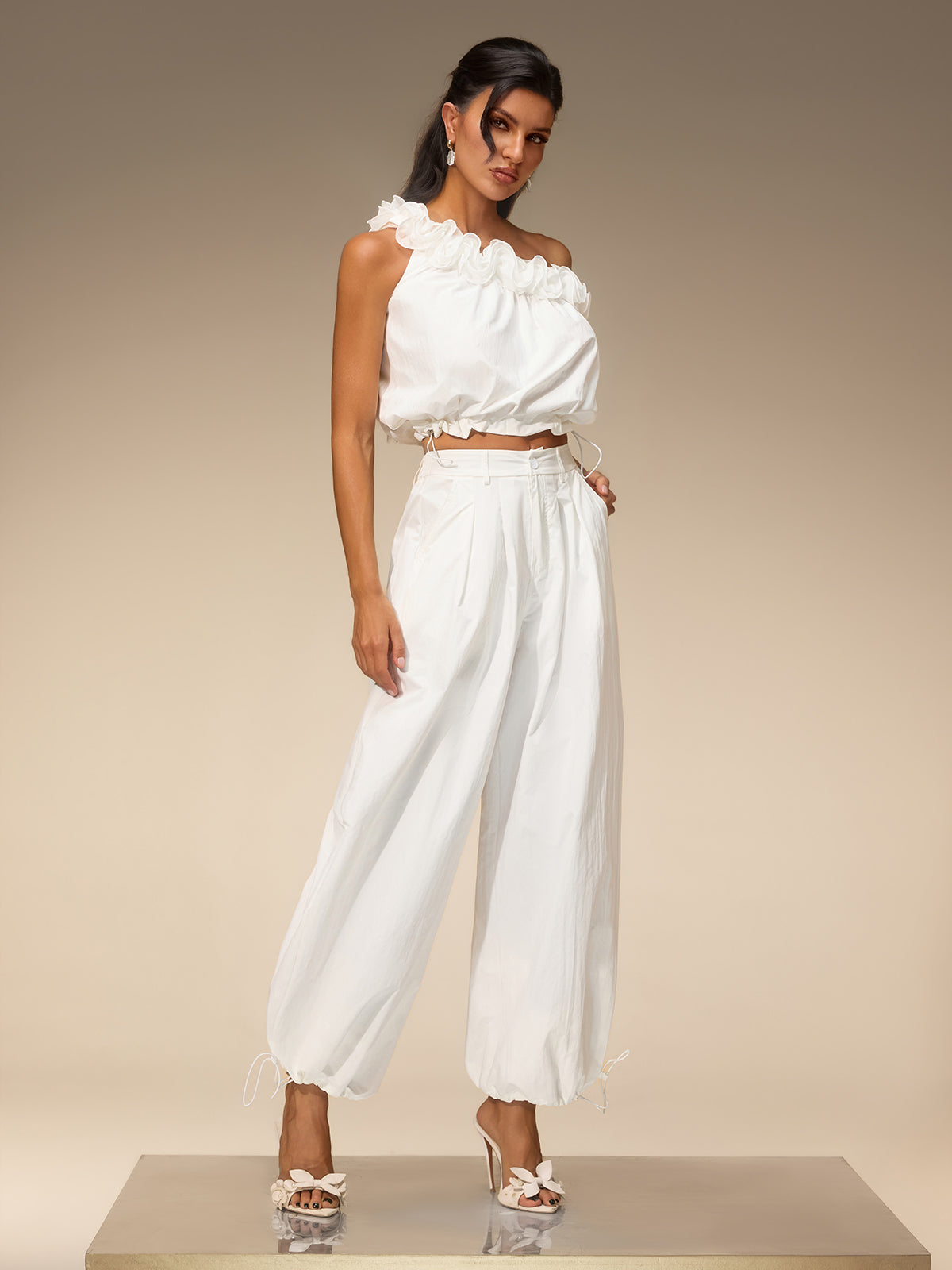 Valzora One Shoulder Pants Set