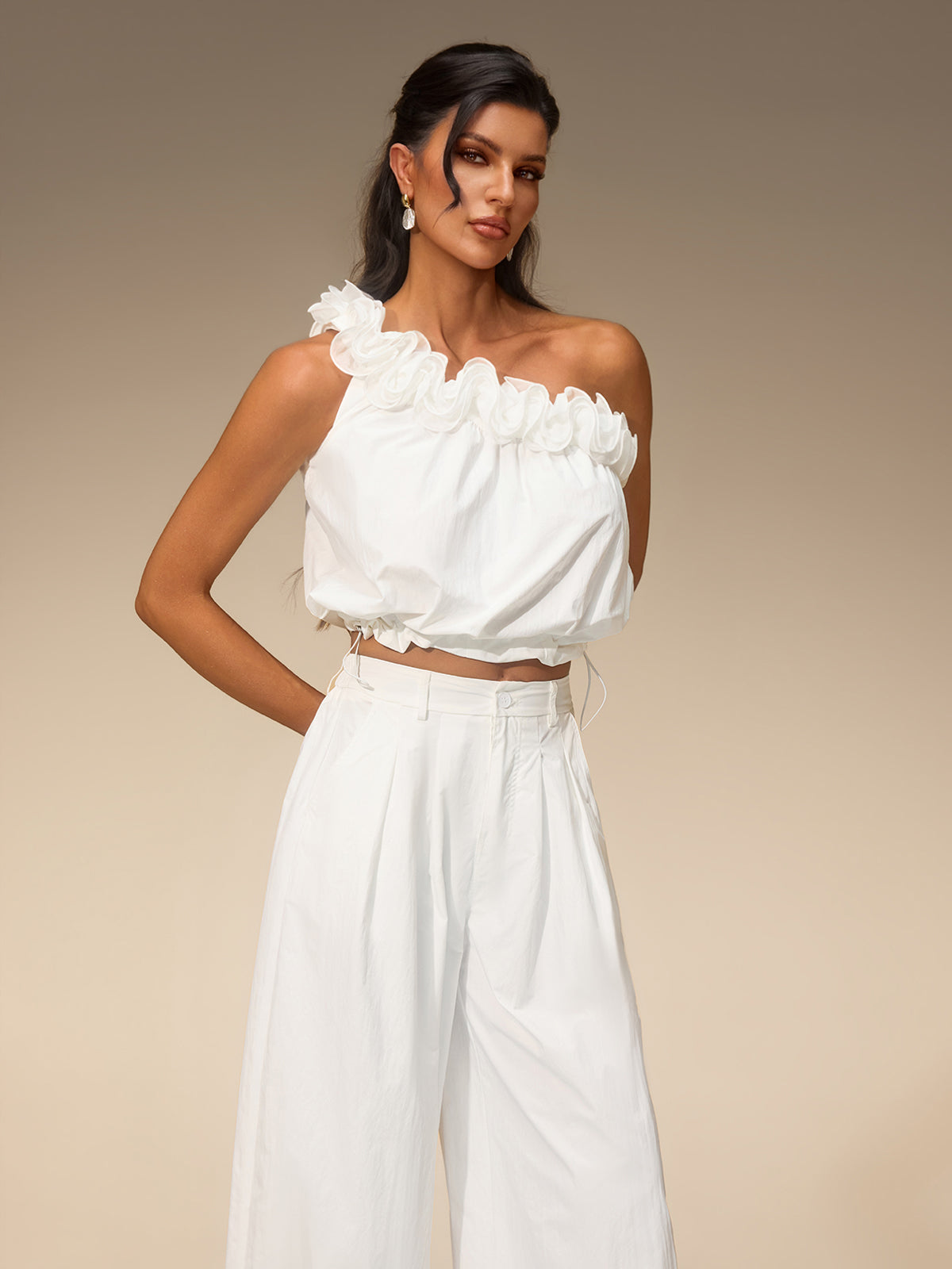 Valzora One Shoulder Pants Set