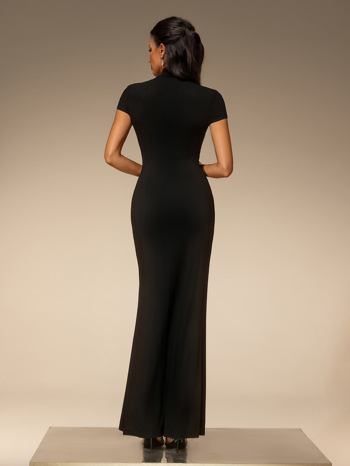 Vazvia Short Sleeve Split Maxi Dress