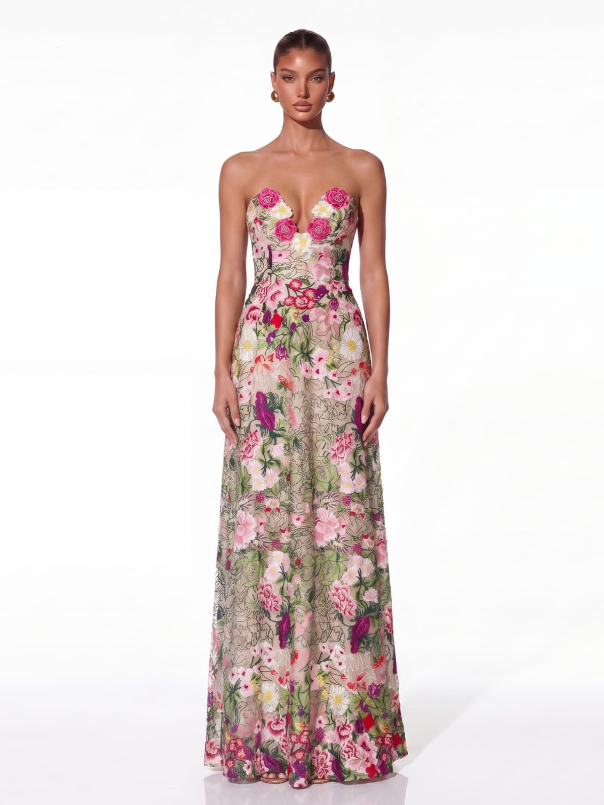Vernis Flower Embroidered Maxi Dress