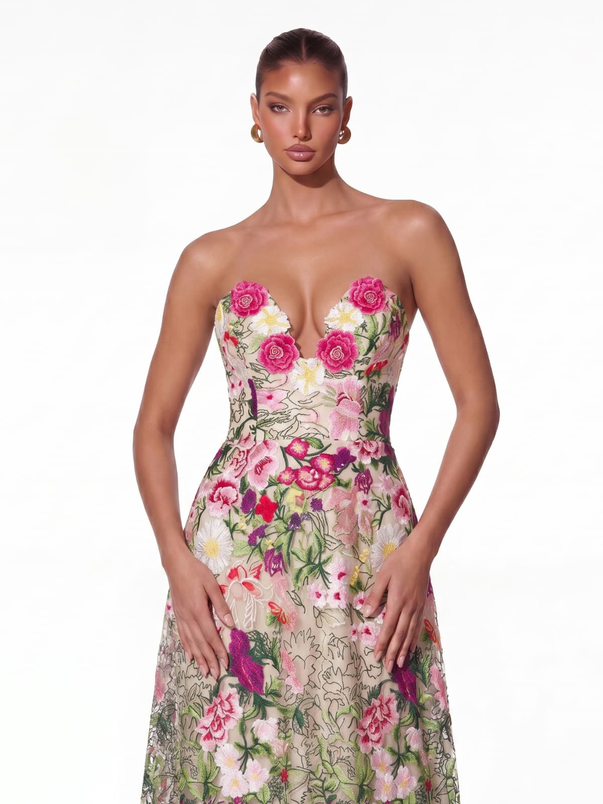 Vernis Flower Embroidered Maxi Dress