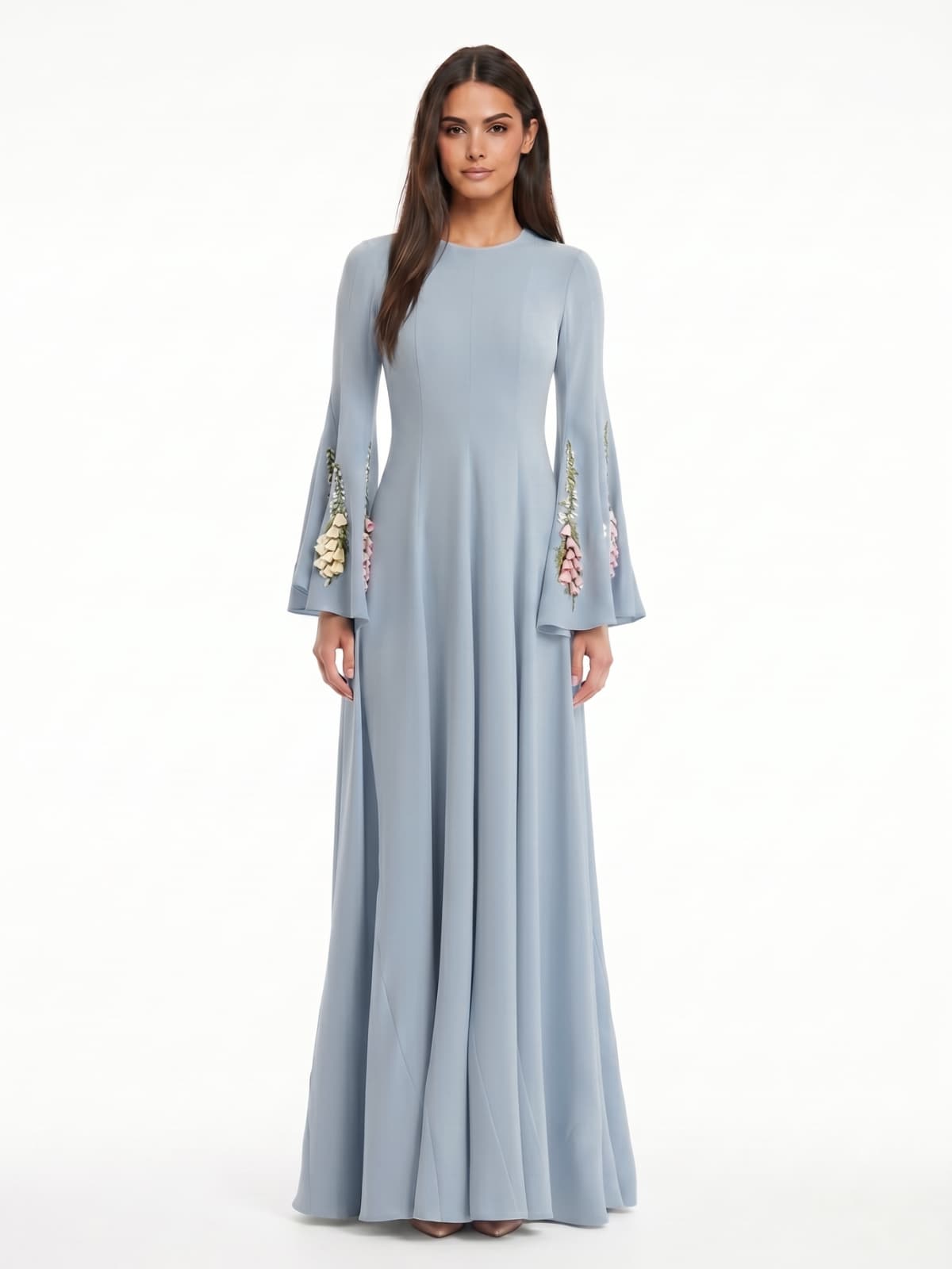 Vestra Flared Sleeve Flower Maxi Dress