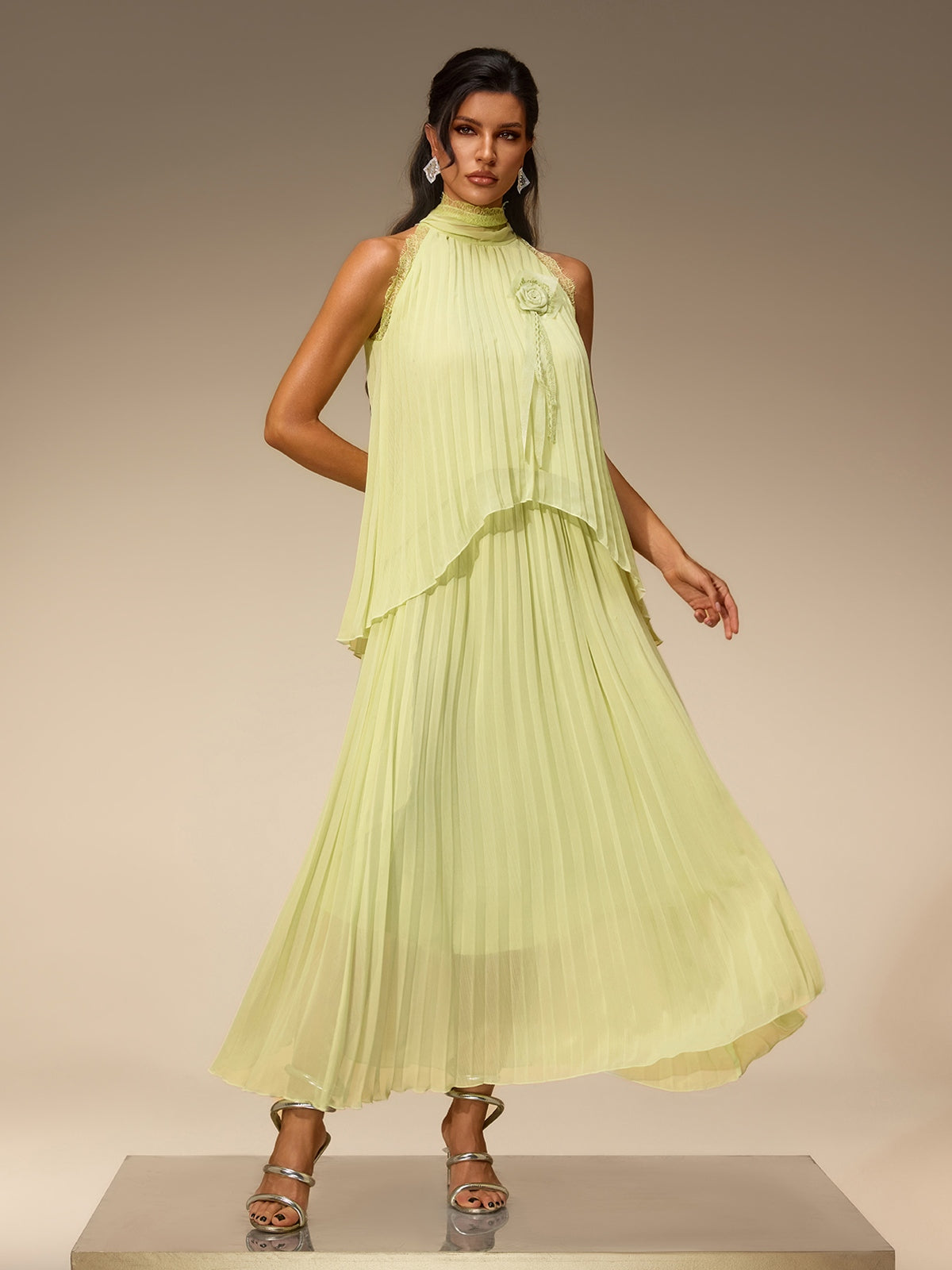 Virexo Flower Pleated Skirt Set