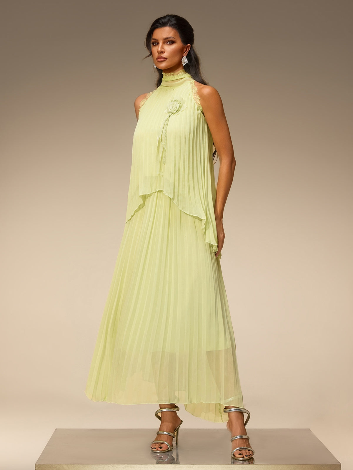 Virexo Flower Pleated Skirt Set