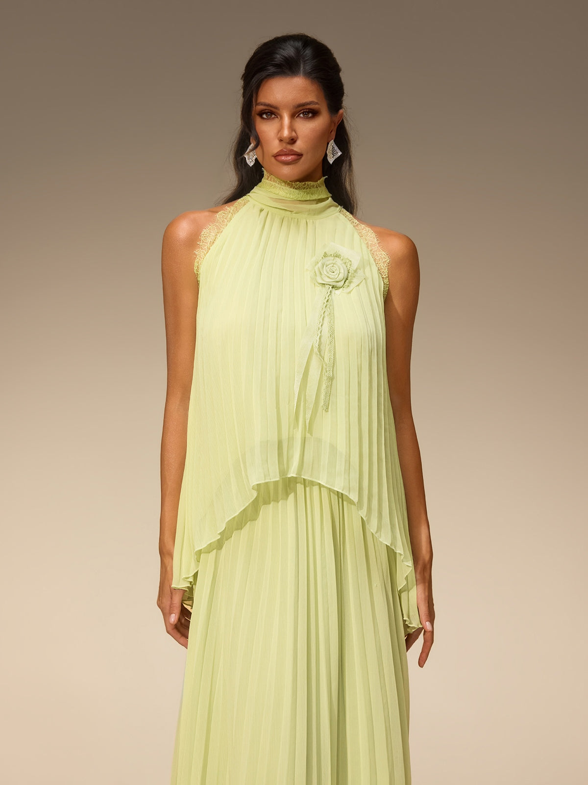 Virexo Flower Pleated Skirt Set
