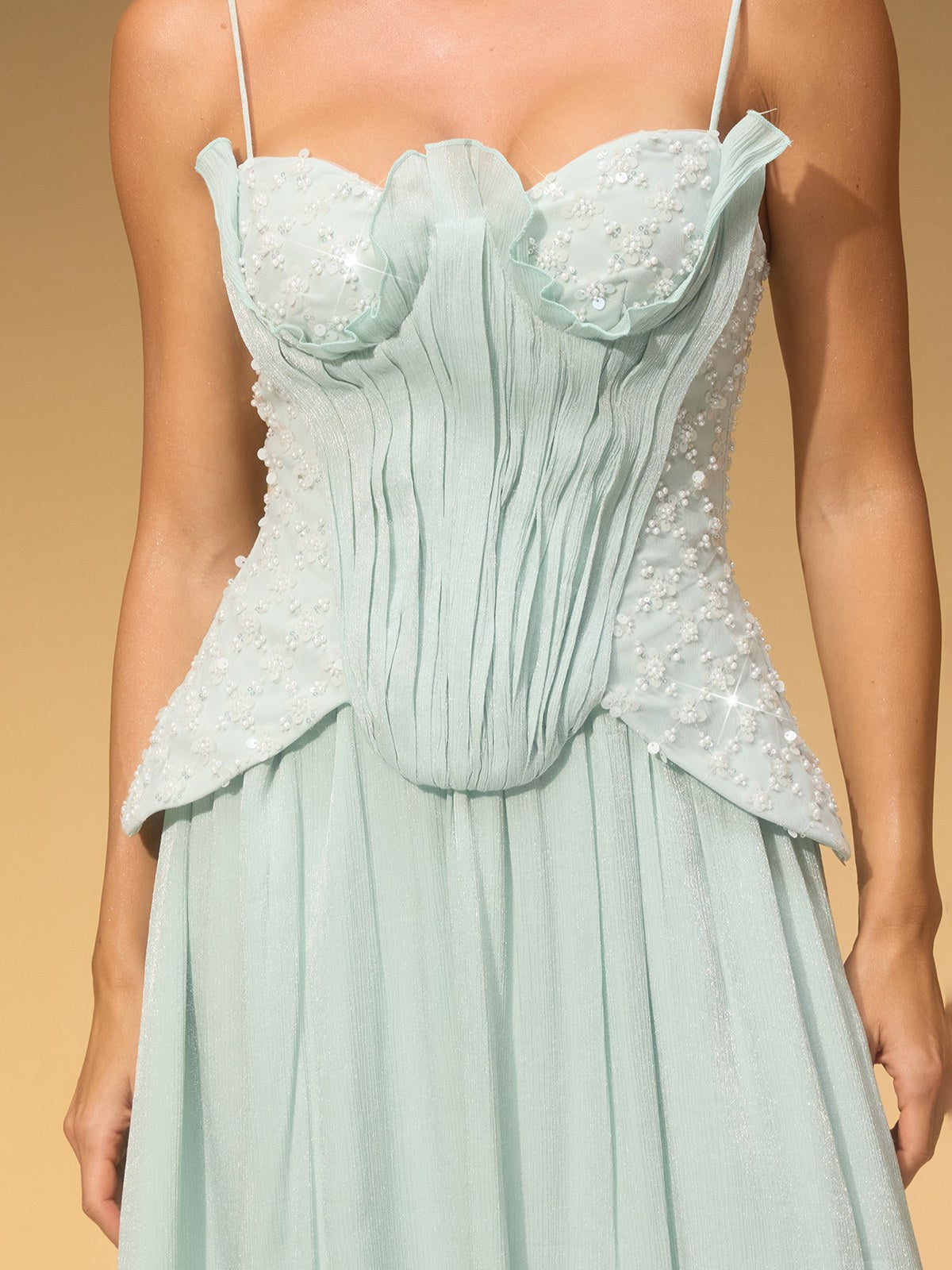 Welrix Spaghetti Pearl Skirt Set