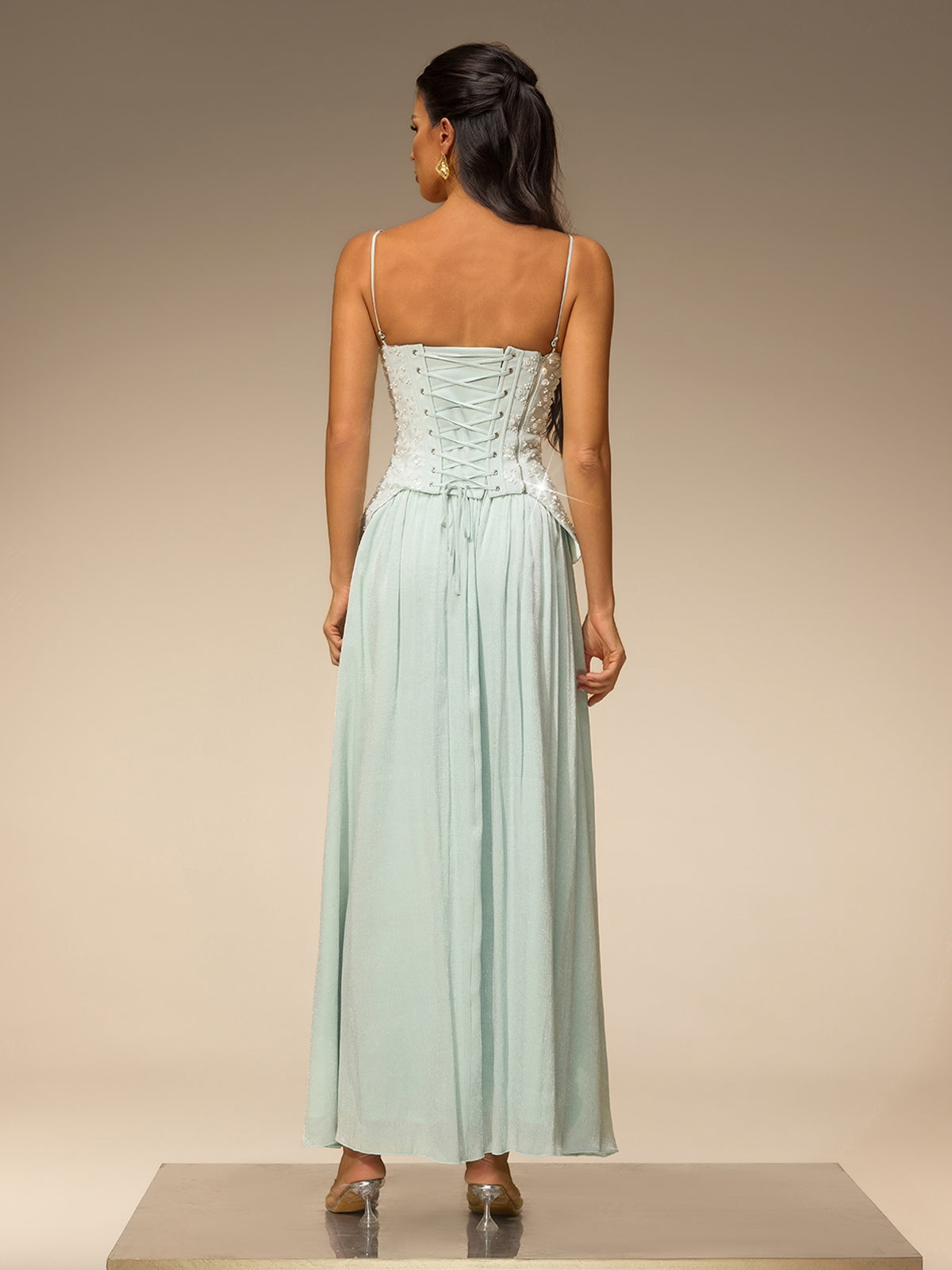 Welrix Spaghetti Pearl Skirt Set