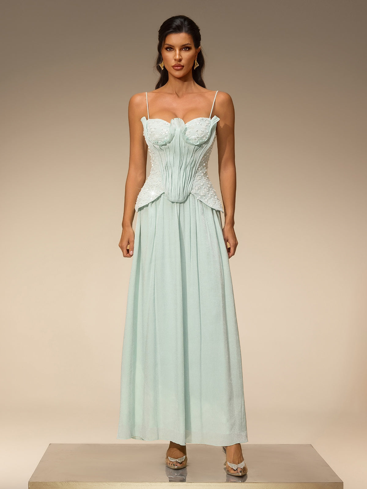 Welrix Spaghetti Pearl Skirt Set