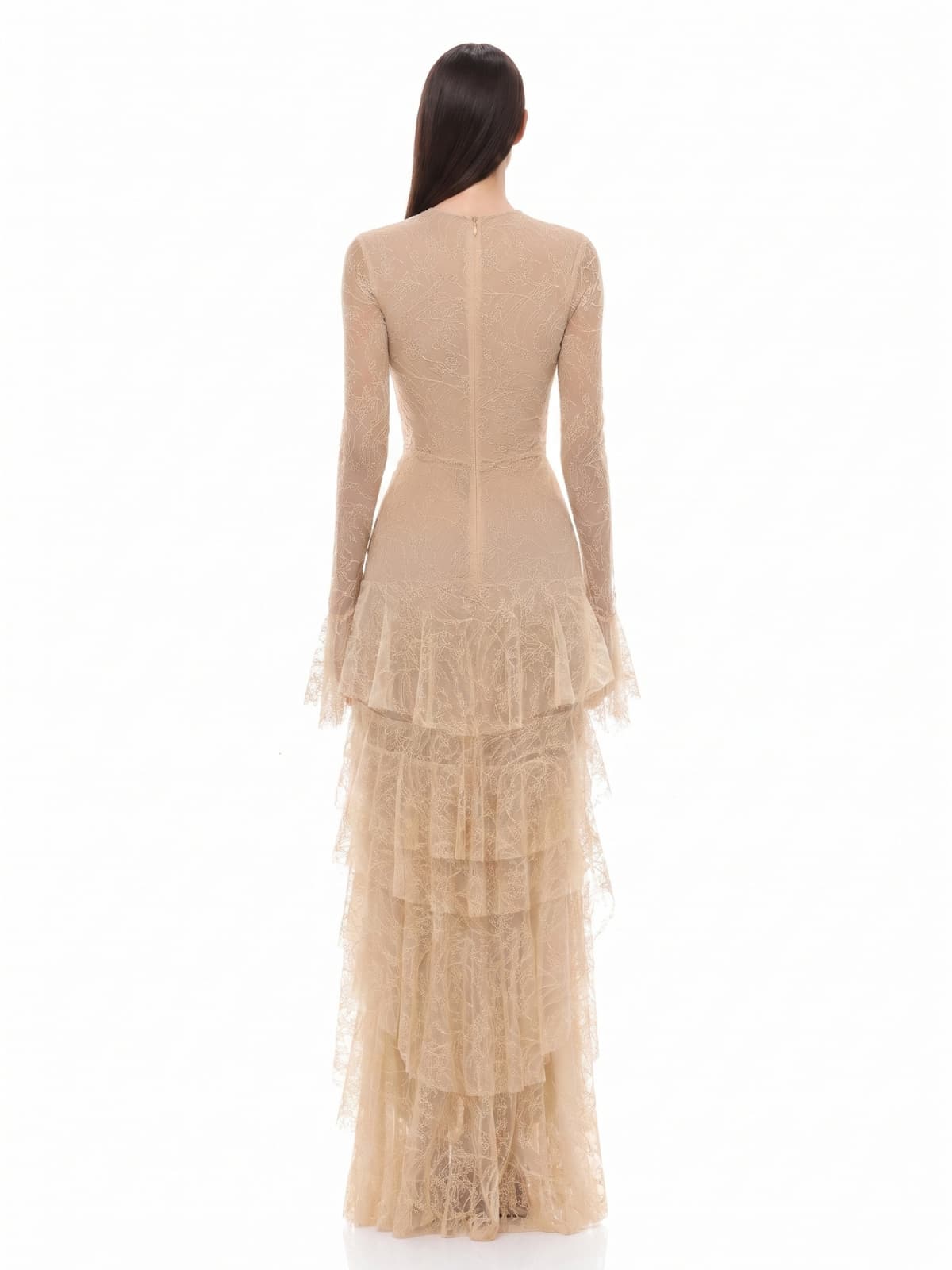 Wexler V Neck Lace Tiered Maxi Dress
