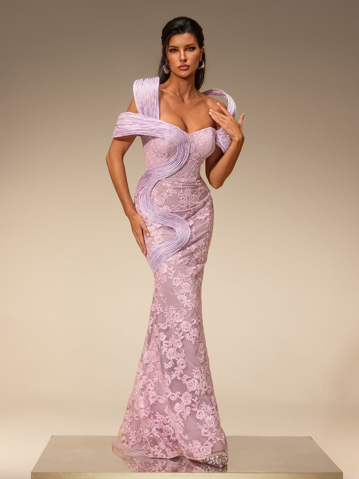 Xirel Off Shoulder Embroidered Maxi Dress
