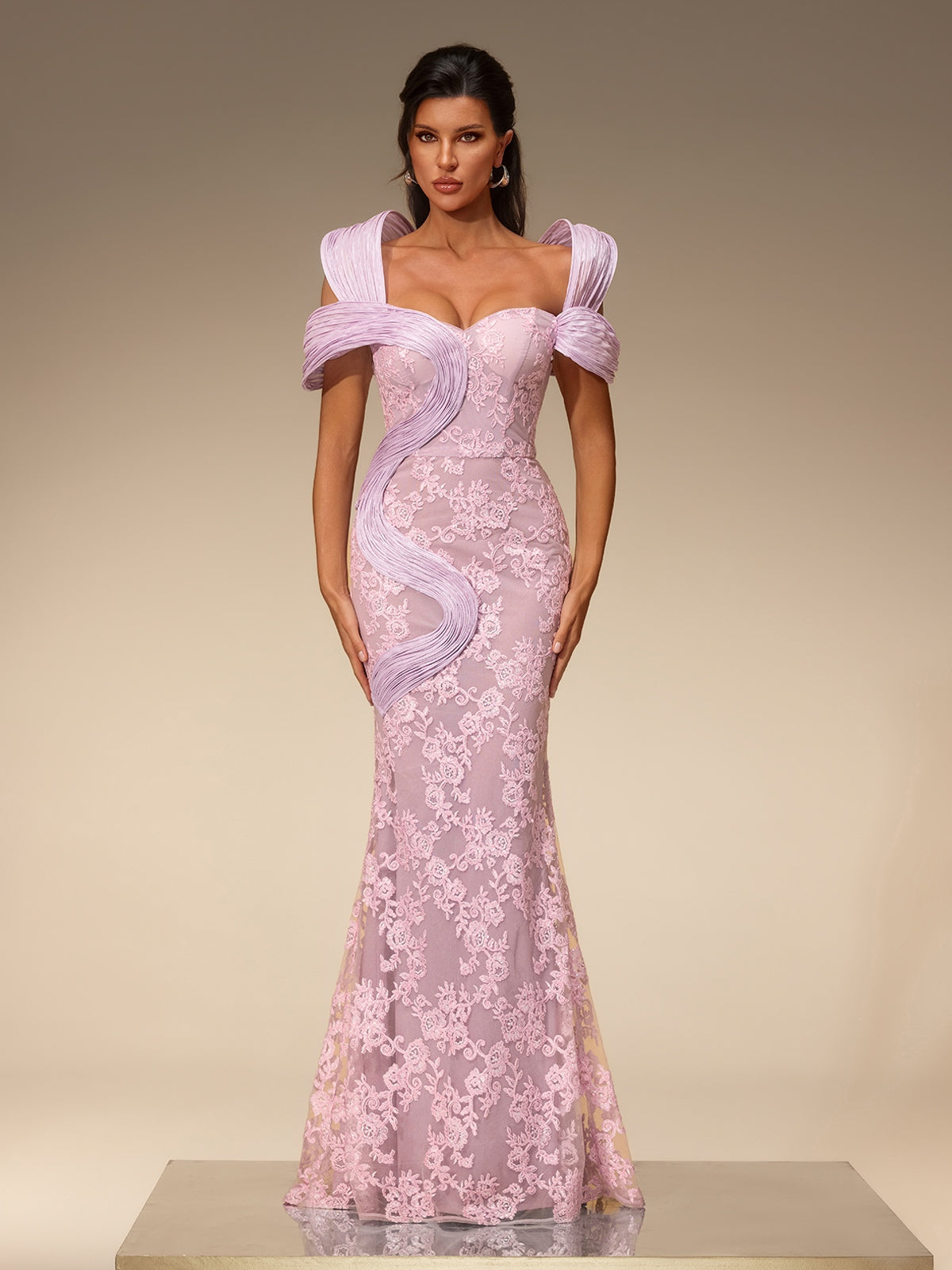 Xirel Off Shoulder Embroidered Maxi Dress