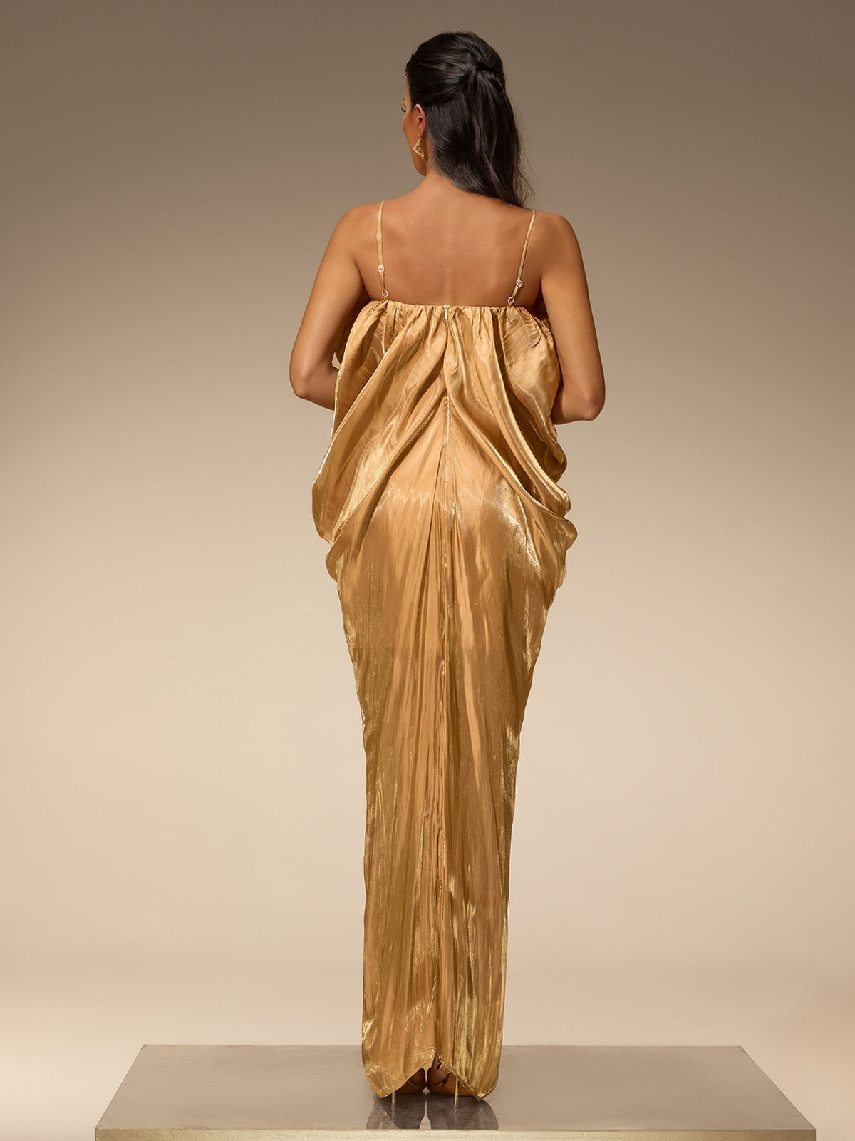 Zanora Spaghetti Draped Maxi Dress