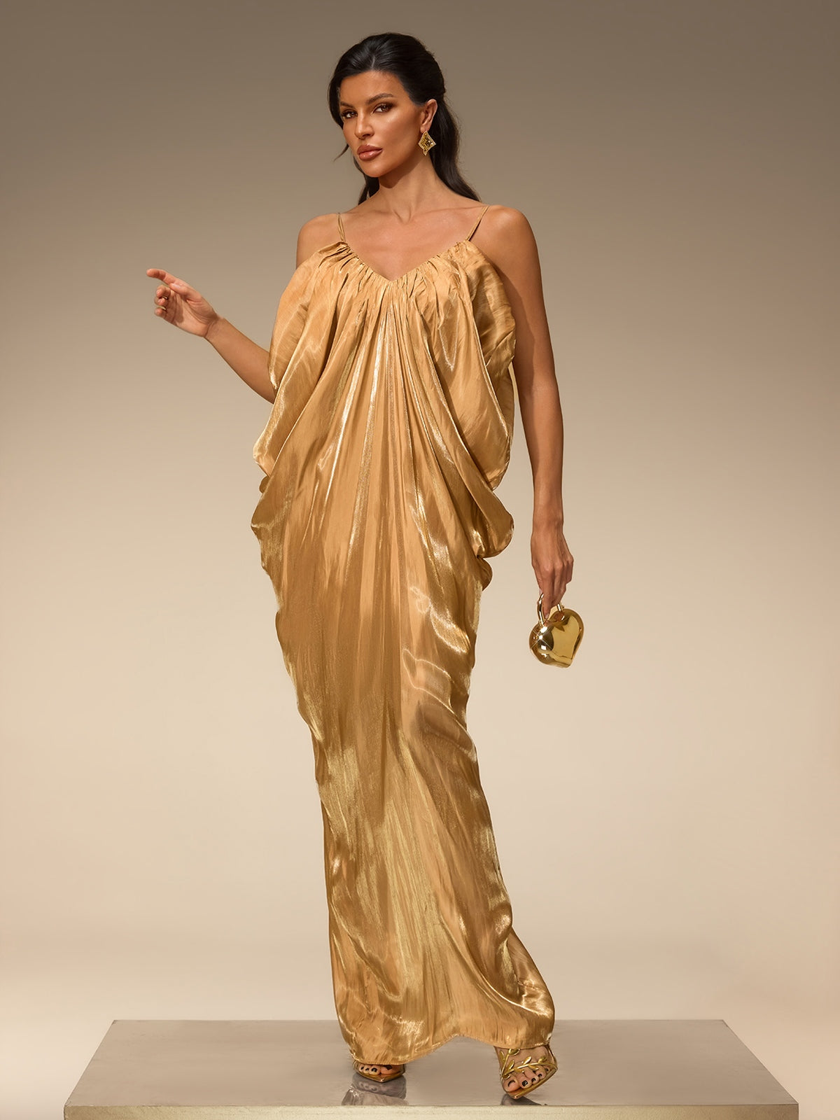 Zanora Spaghetti Draped Maxi Dress