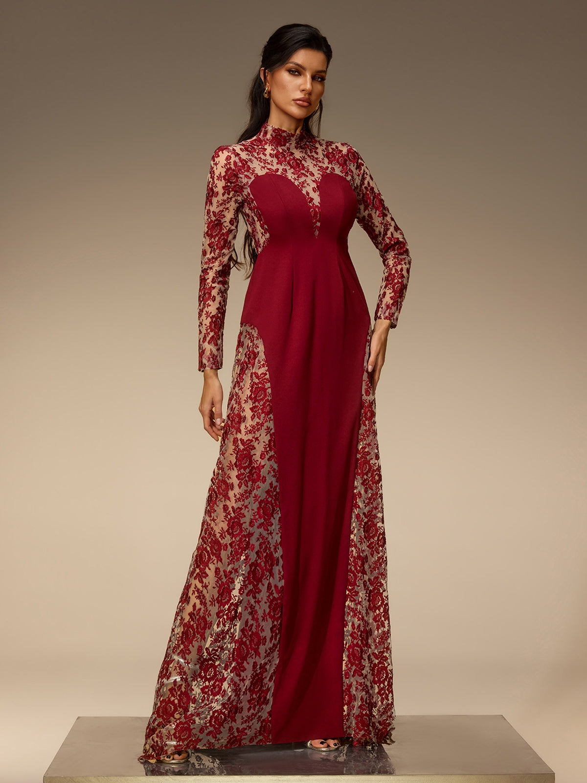 Zarelo Mesh Floral Maxi Dress