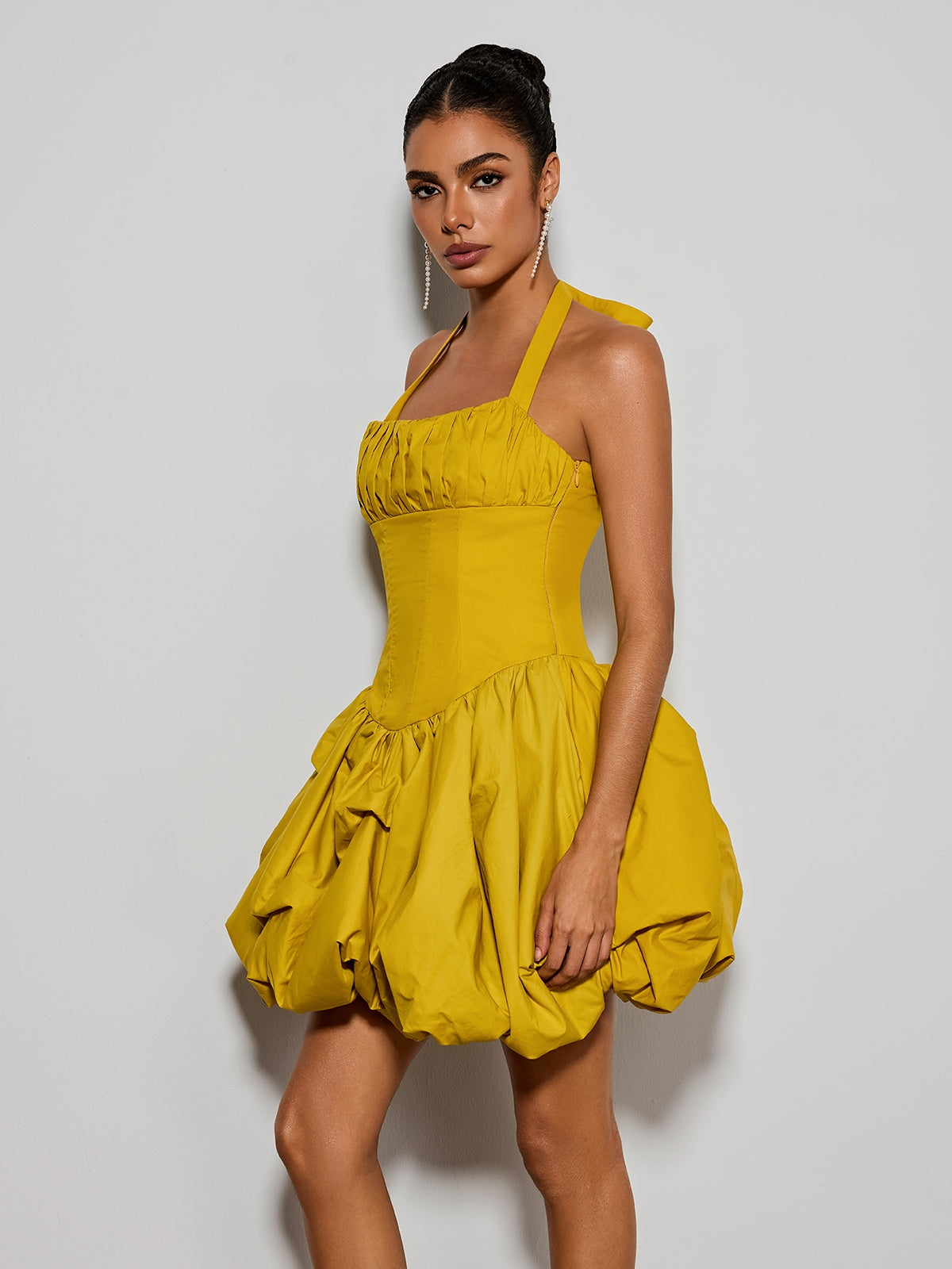 Zevareth Halterneck Bubble Mini Dress