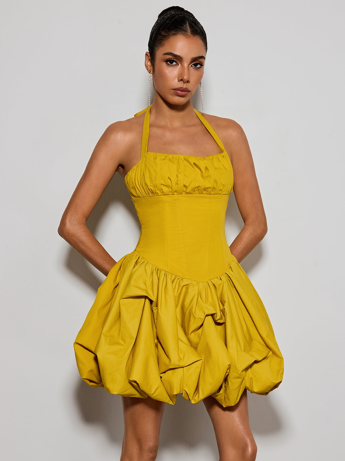 Zevareth Halterneck Bubble Mini Dress