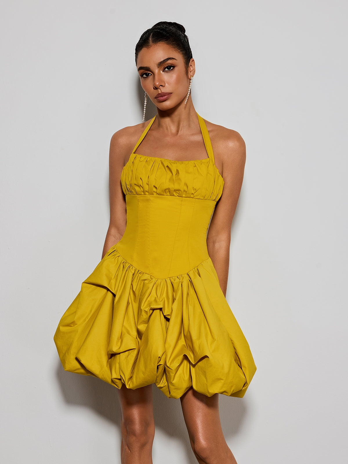 Zevareth Halterneck Bubble Mini Dress