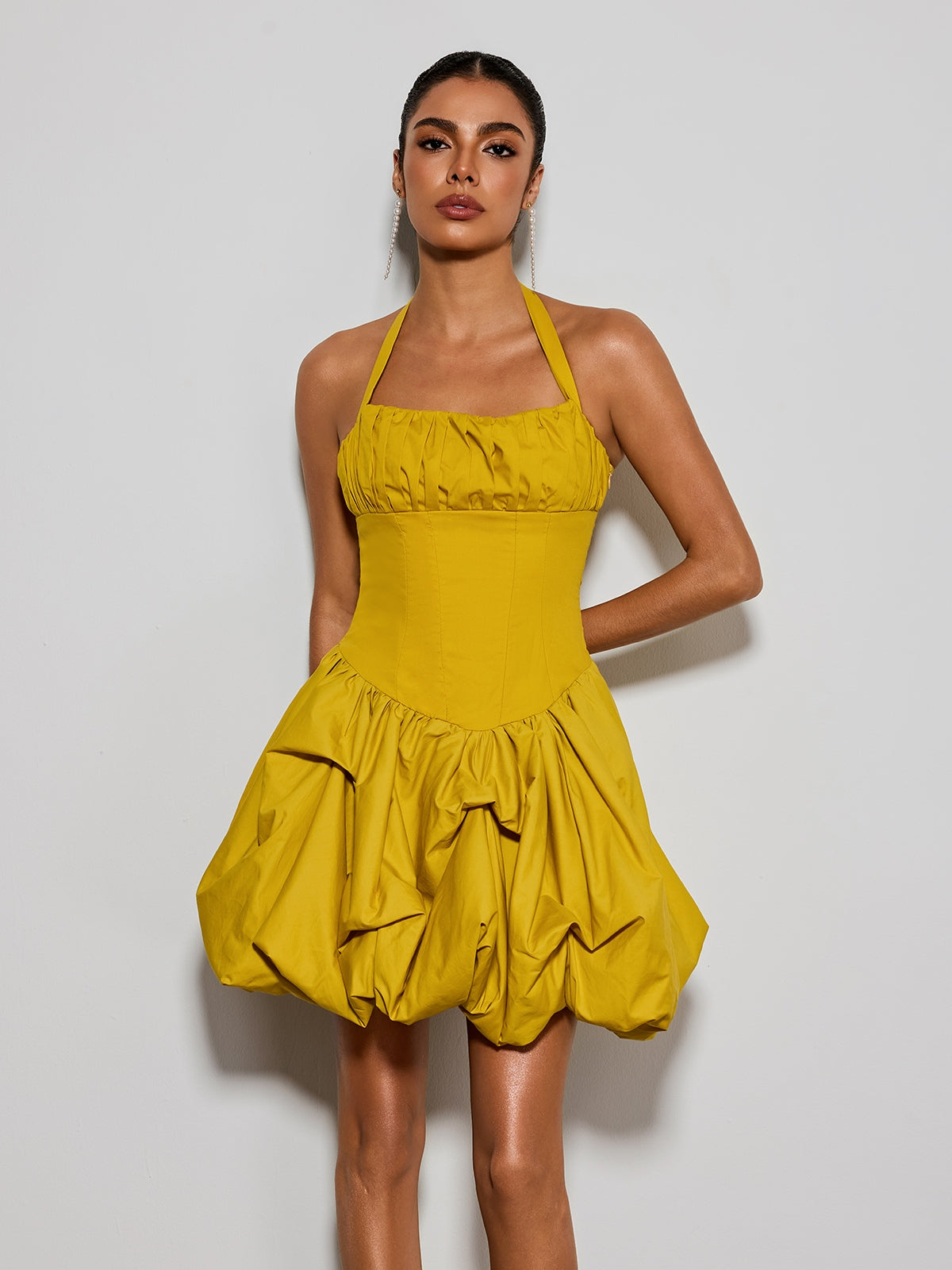 Zevareth Halterneck Bubble Mini Dress