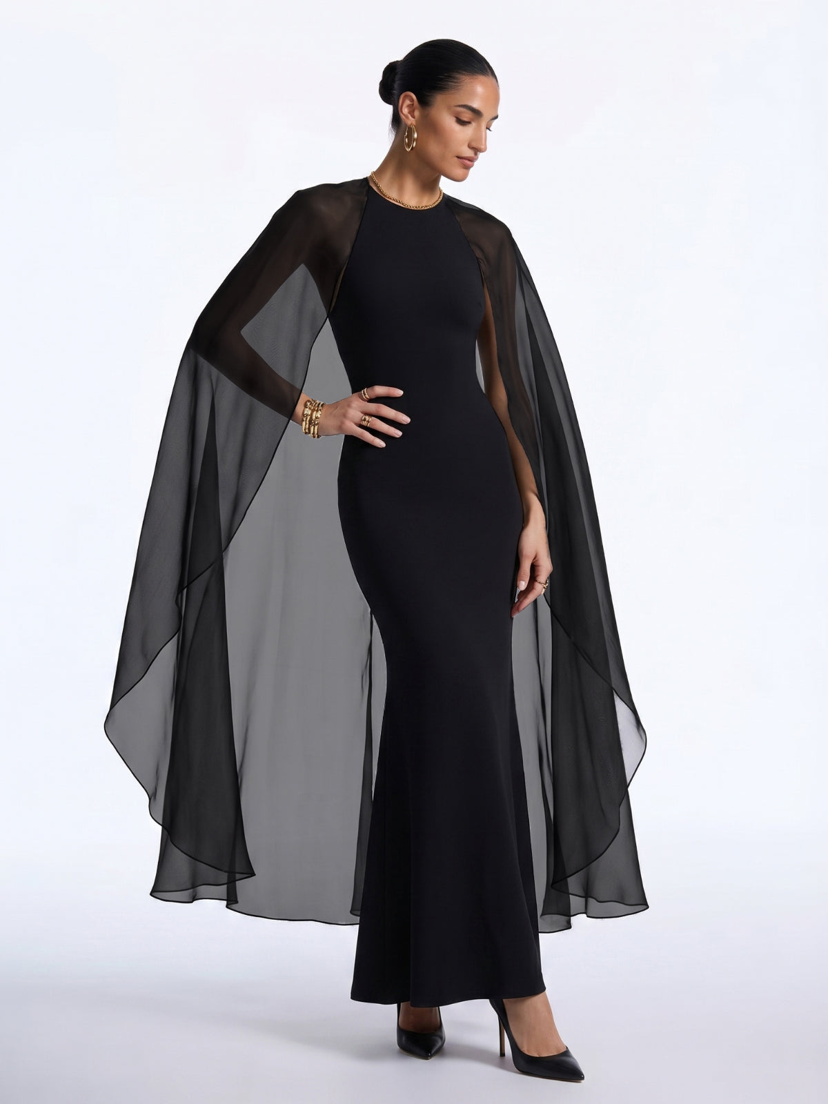 Zorix Cape Sleeve Maxi Dress