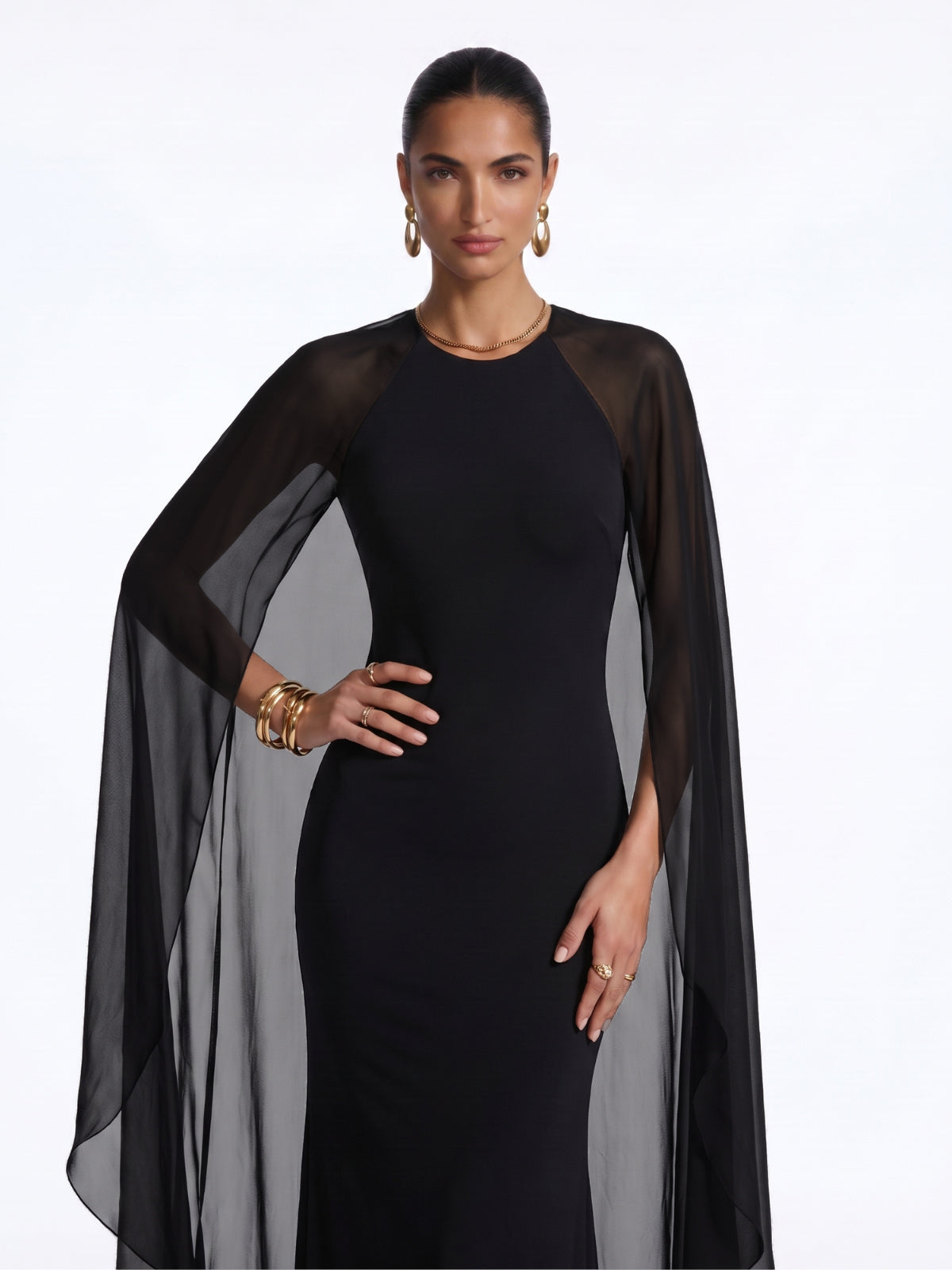 Zorix Cape Sleeve Maxi Dress