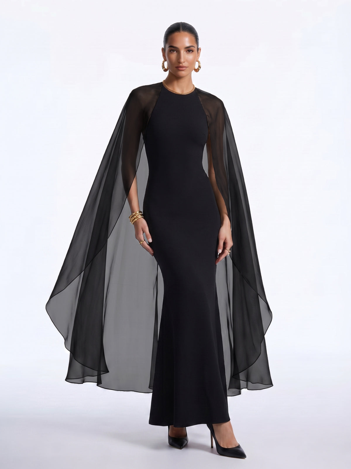 Zorix Cape Sleeve Maxi Dress
