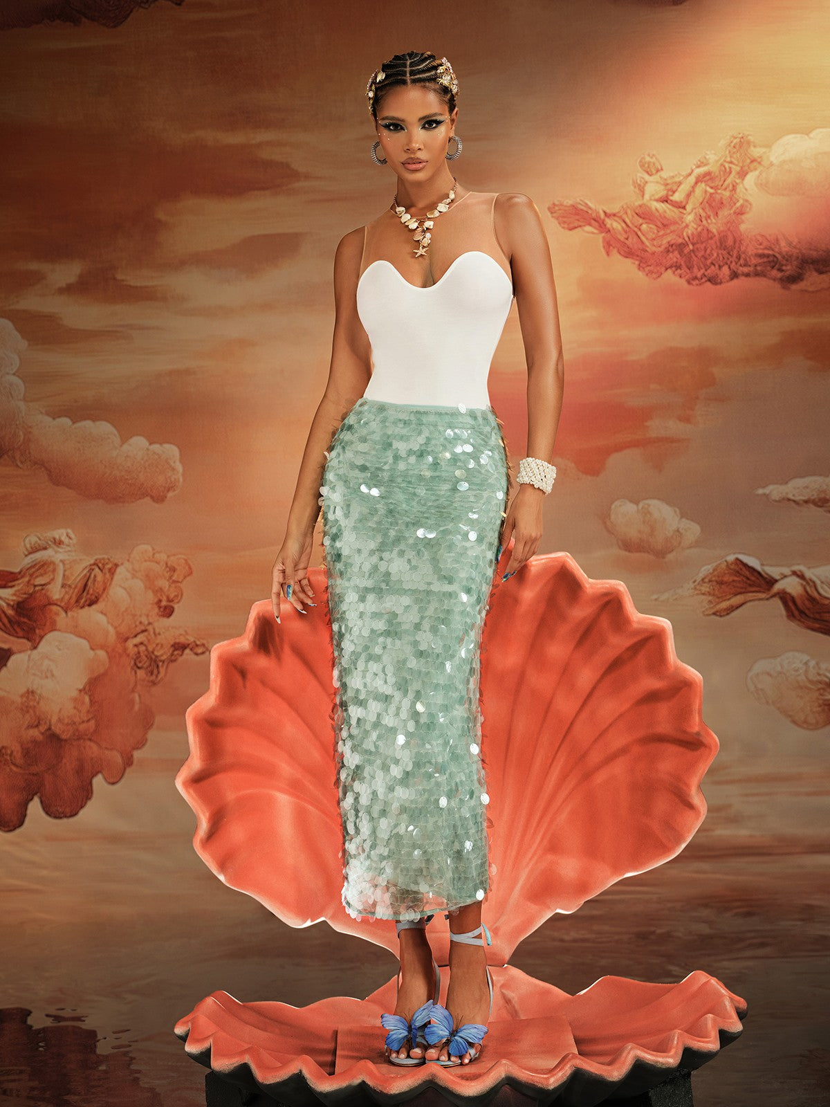 Akeem Sequin Mermaid Scale Skirt