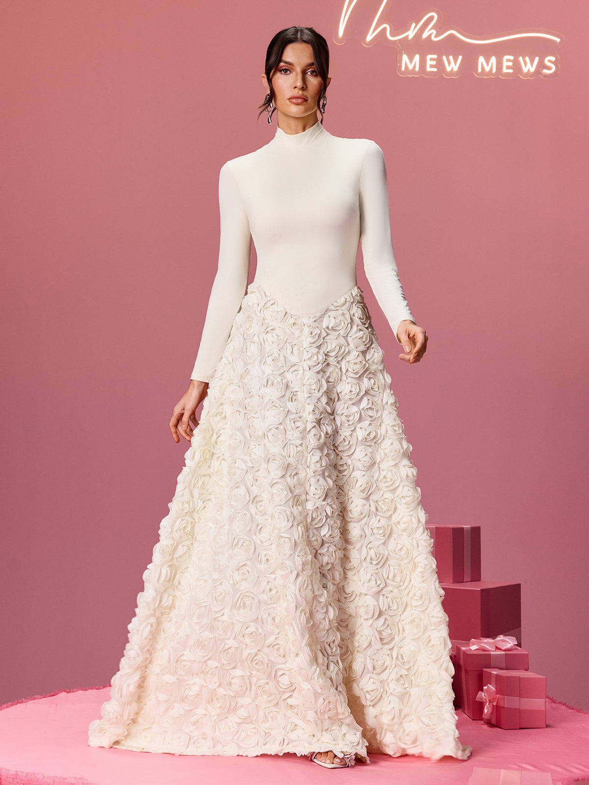 Aldram Long Sleeve Flower Maxi Dress