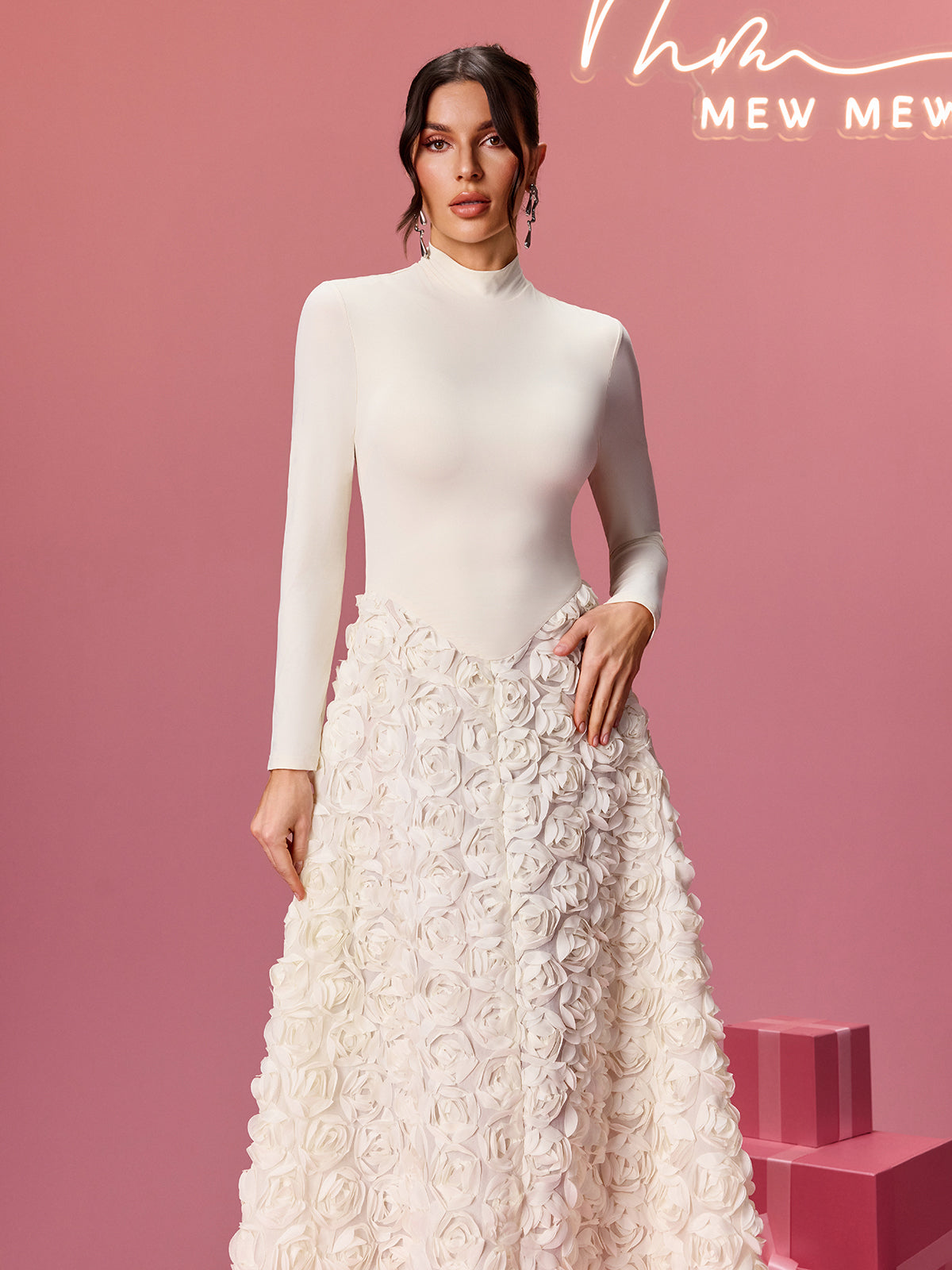 Aldram Long Sleeve Flower Maxi Dress