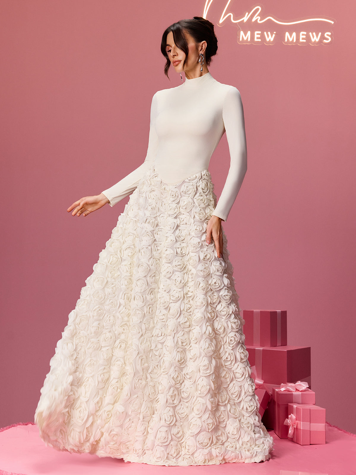 Aldram Long Sleeve Flower Maxi Dress