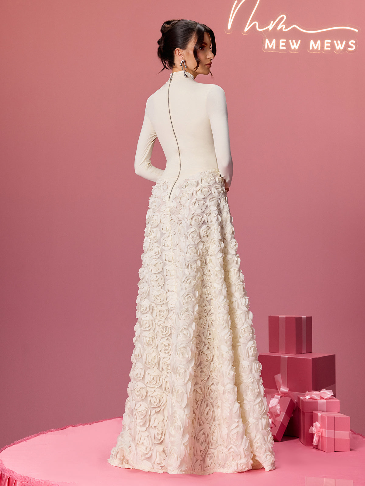 Aldram Long Sleeve Flower Maxi Dress