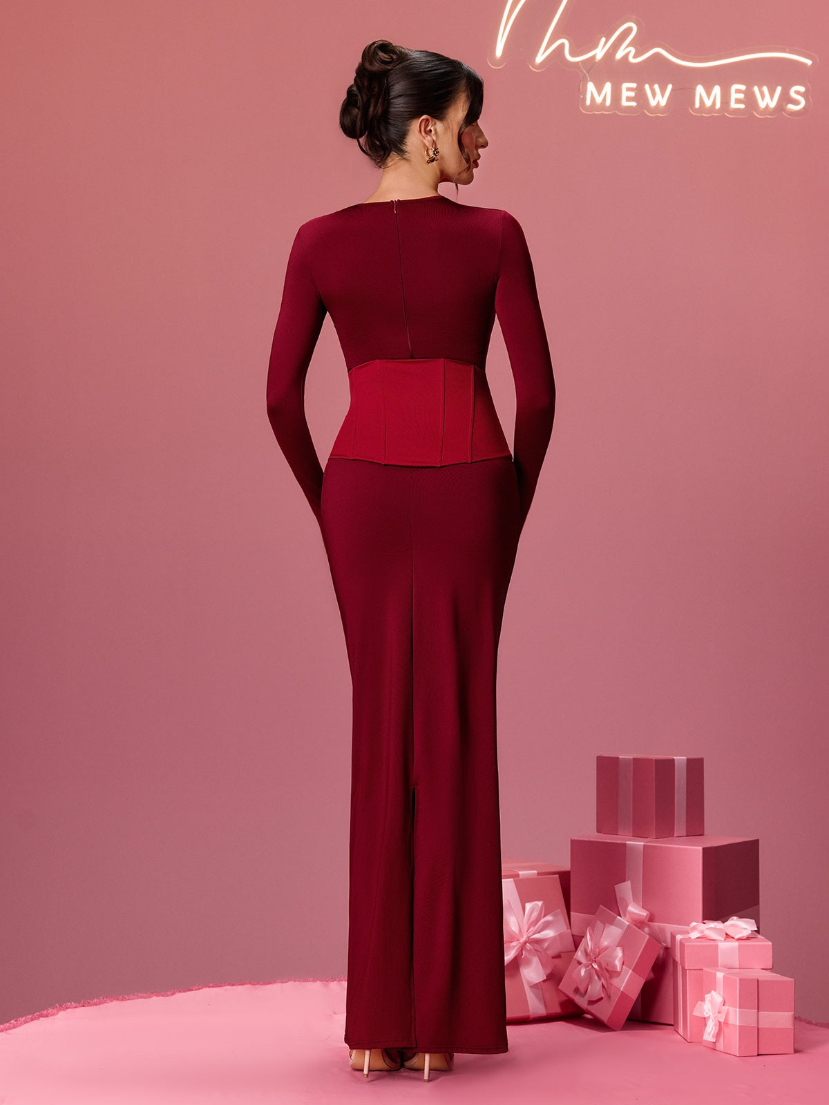 Alekos Long Sleeve Maxi Dress With Belt