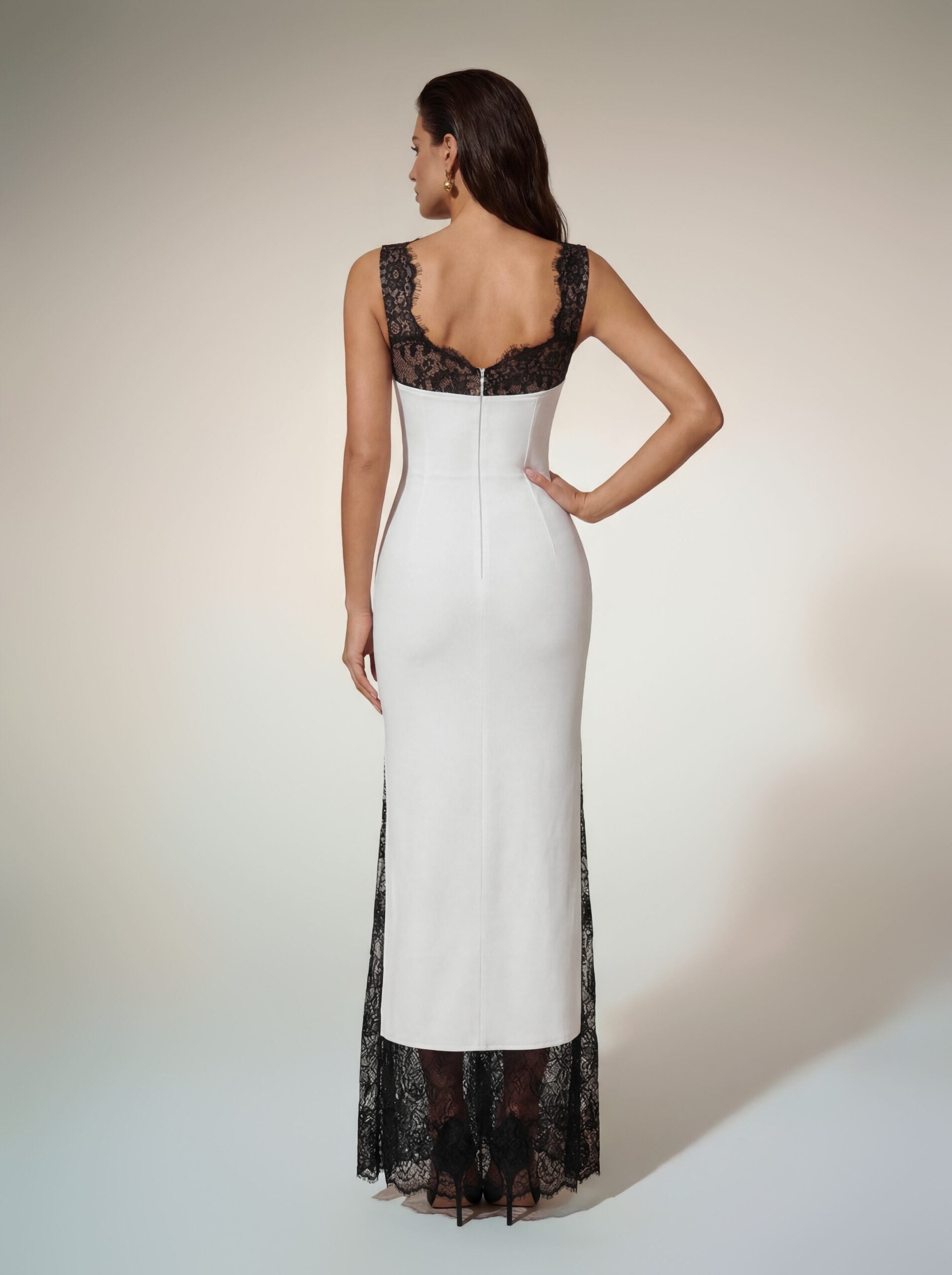 Alem V Neck Lace Bandage Maxi Dress