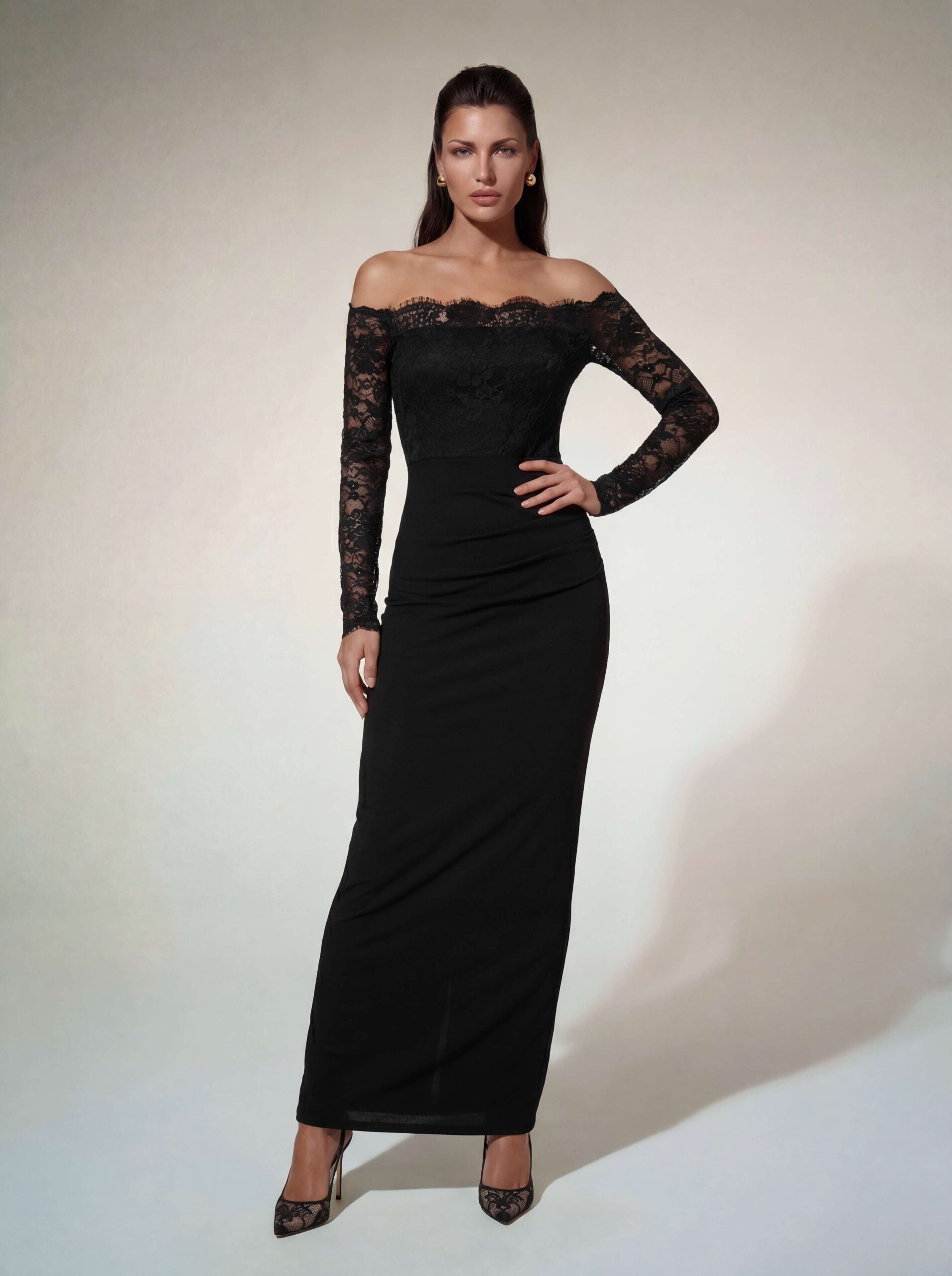 Althena Off Shoulder Lace Maxi Dress